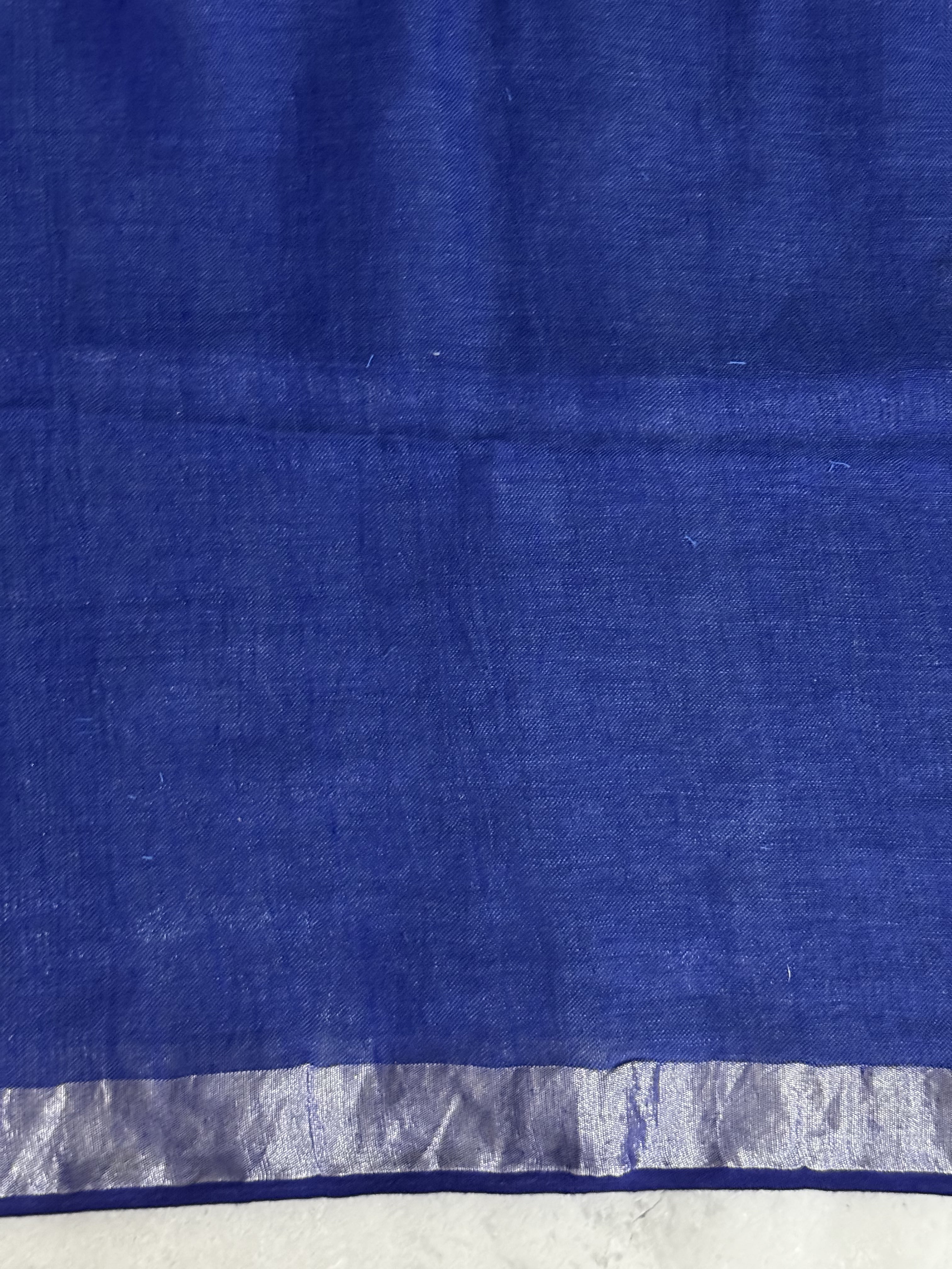 Vasundhara | Blue and Silver Pure Linen Saree