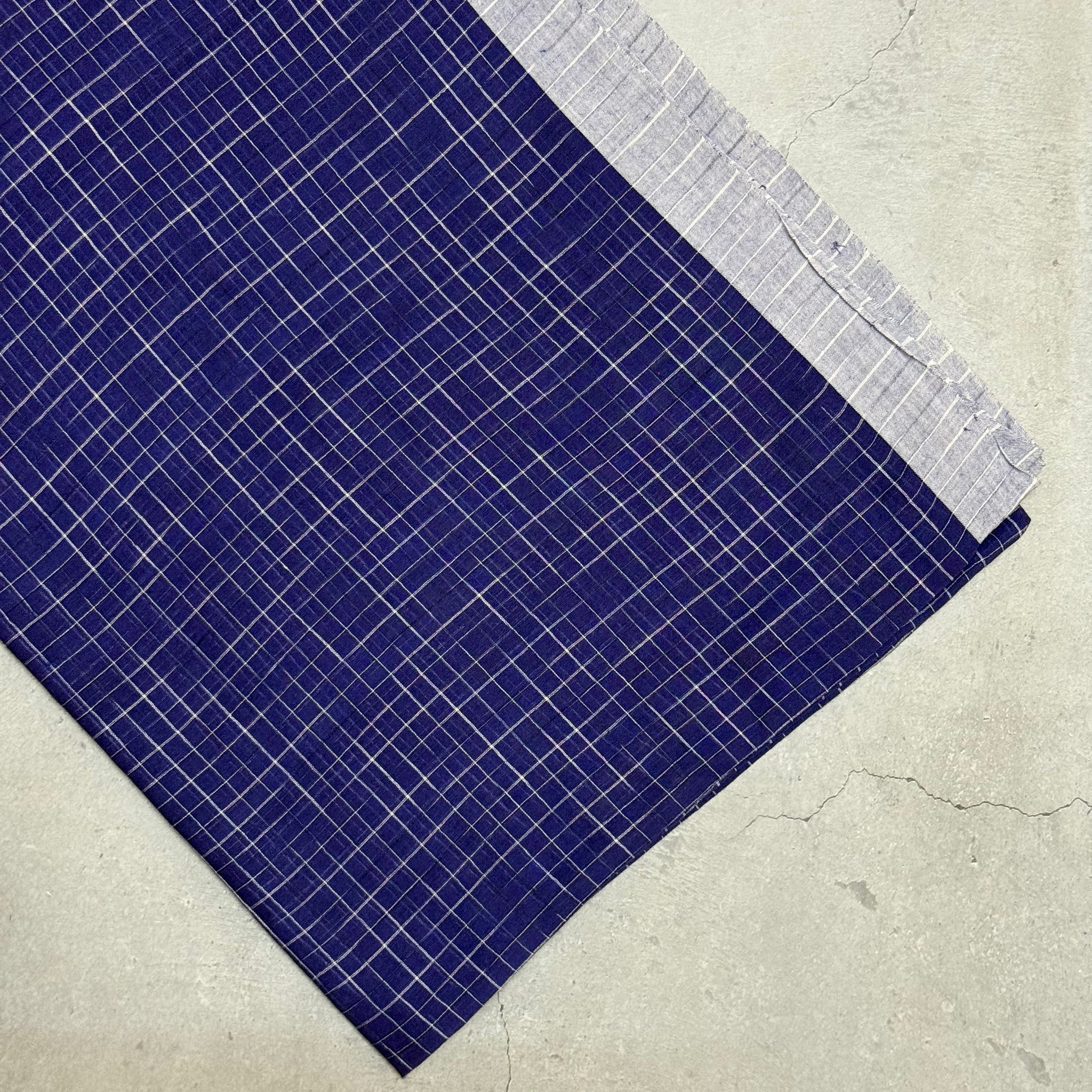 Vaaniya | Blue and White Broken Checks Bengal Cotton Saree