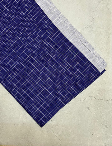 Vaaniya | Blue and White Broken Checks Bengal Cotton Saree