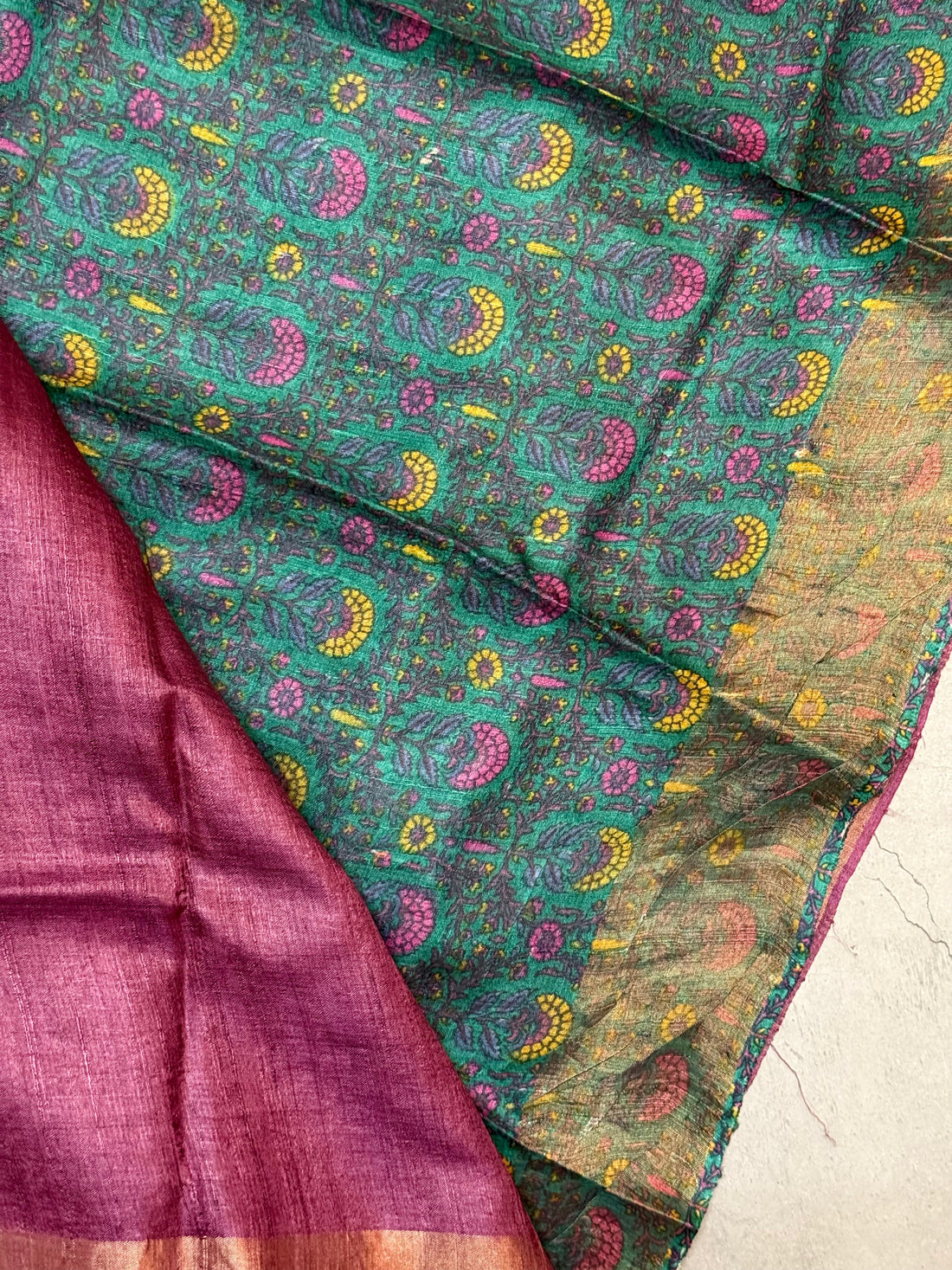 Vaasanthi | Purple and Green Tussar Silk Saree