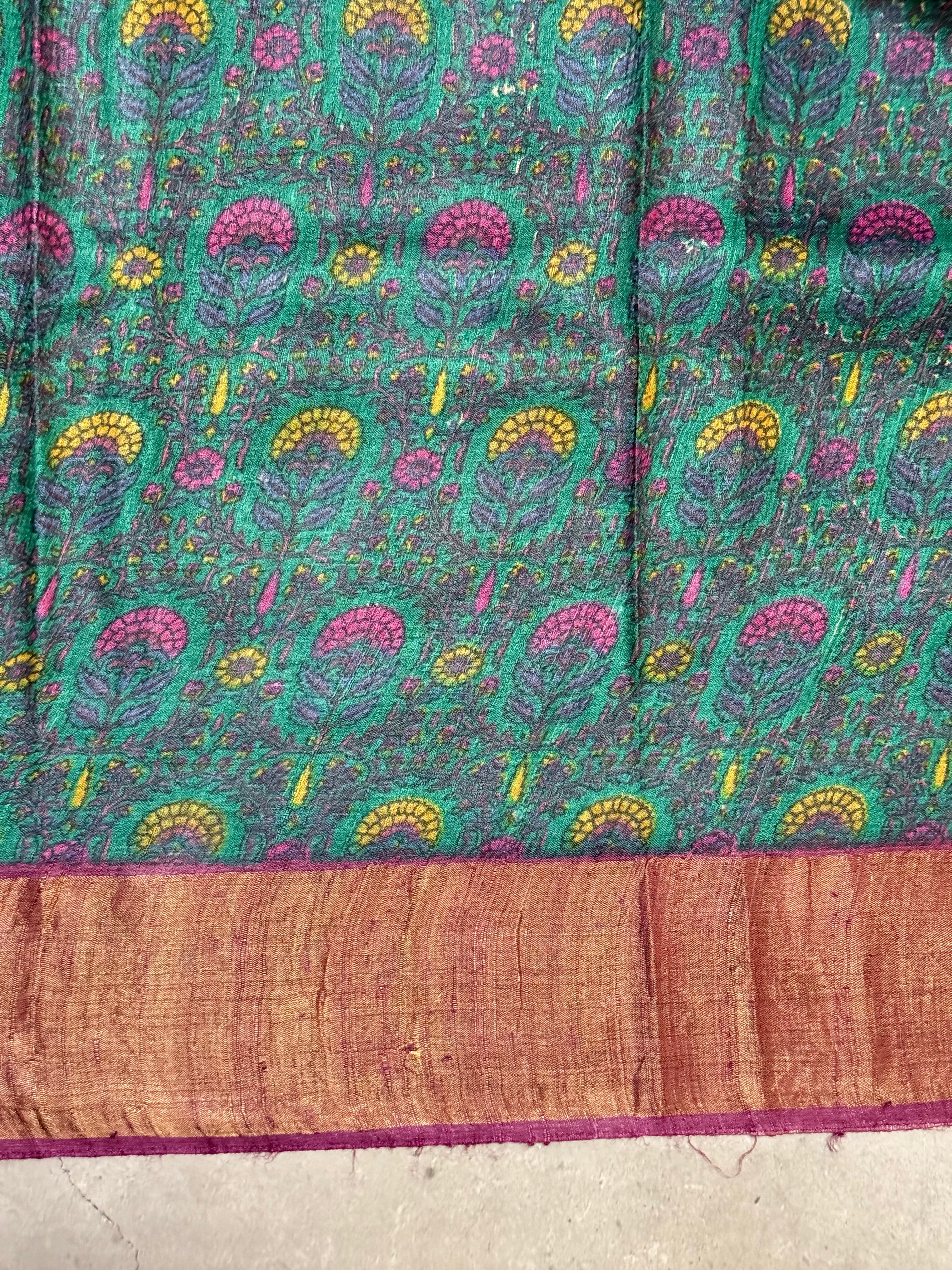 Vaasanthi | Purple and Green Tussar Silk Saree