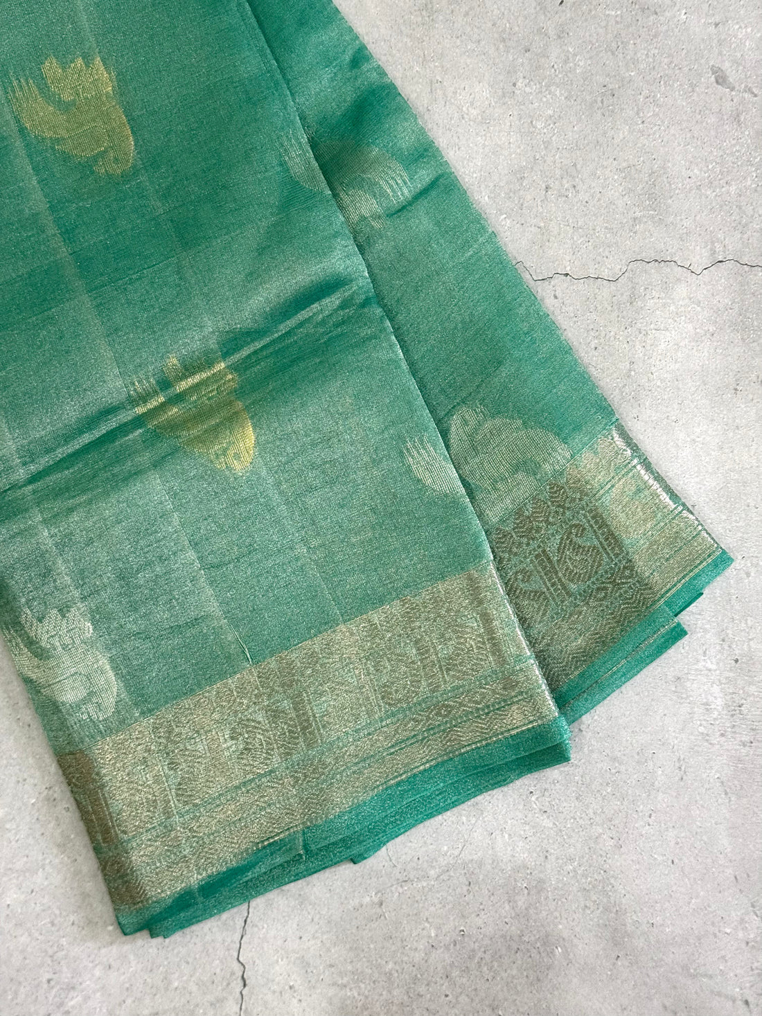 Vaidurya | Green and Silver Tissue Silk Saree