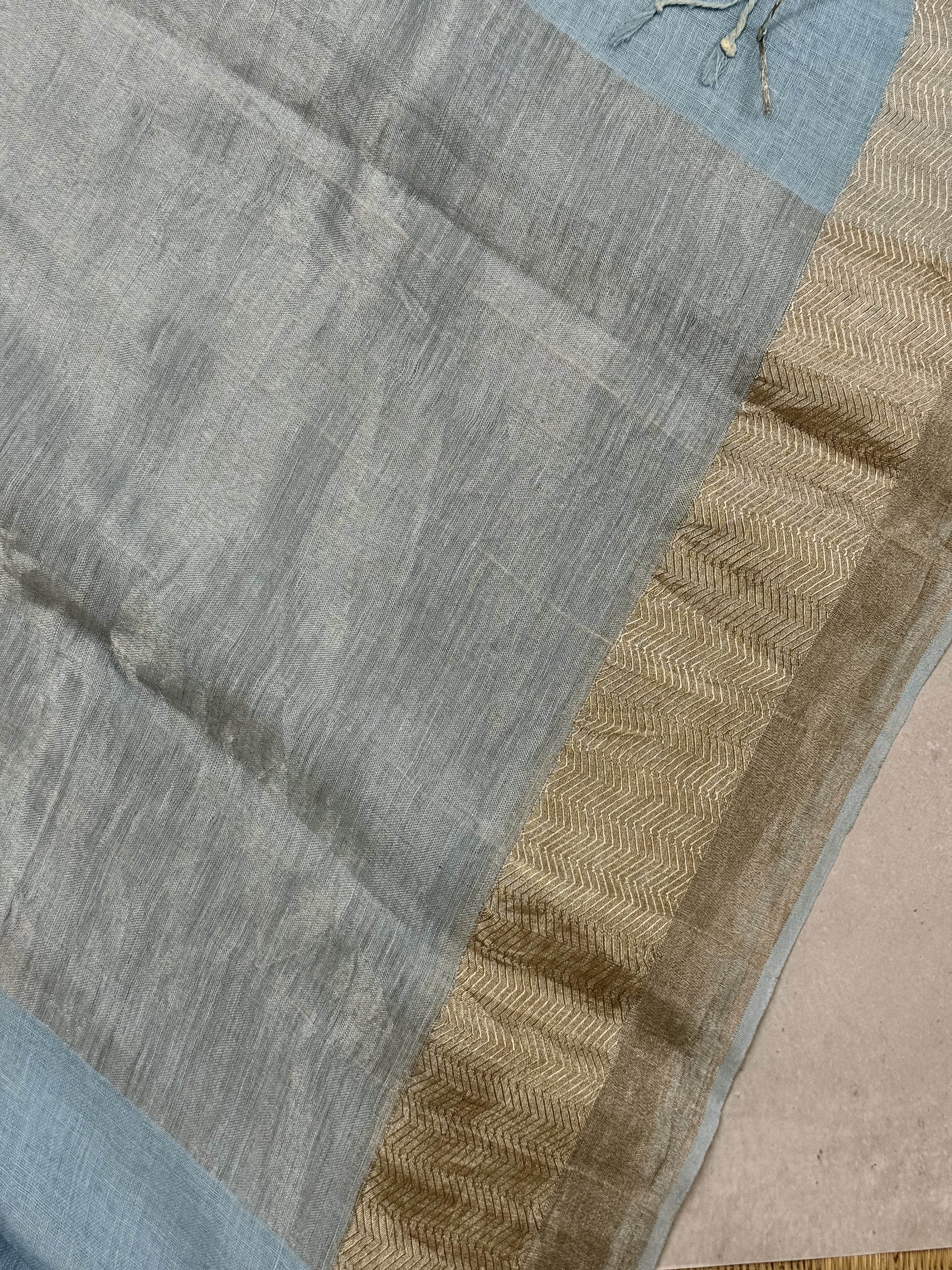 Vanini | Blue and Silver Pure Linen Saree