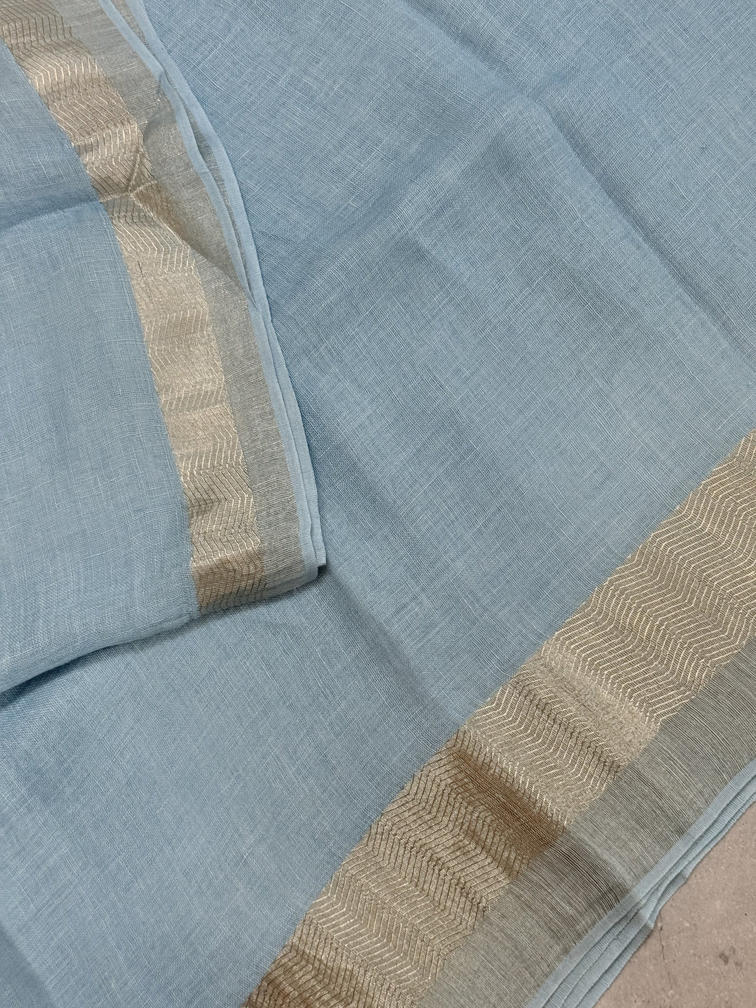 Vanini | Blue and Silver Pure Linen Saree