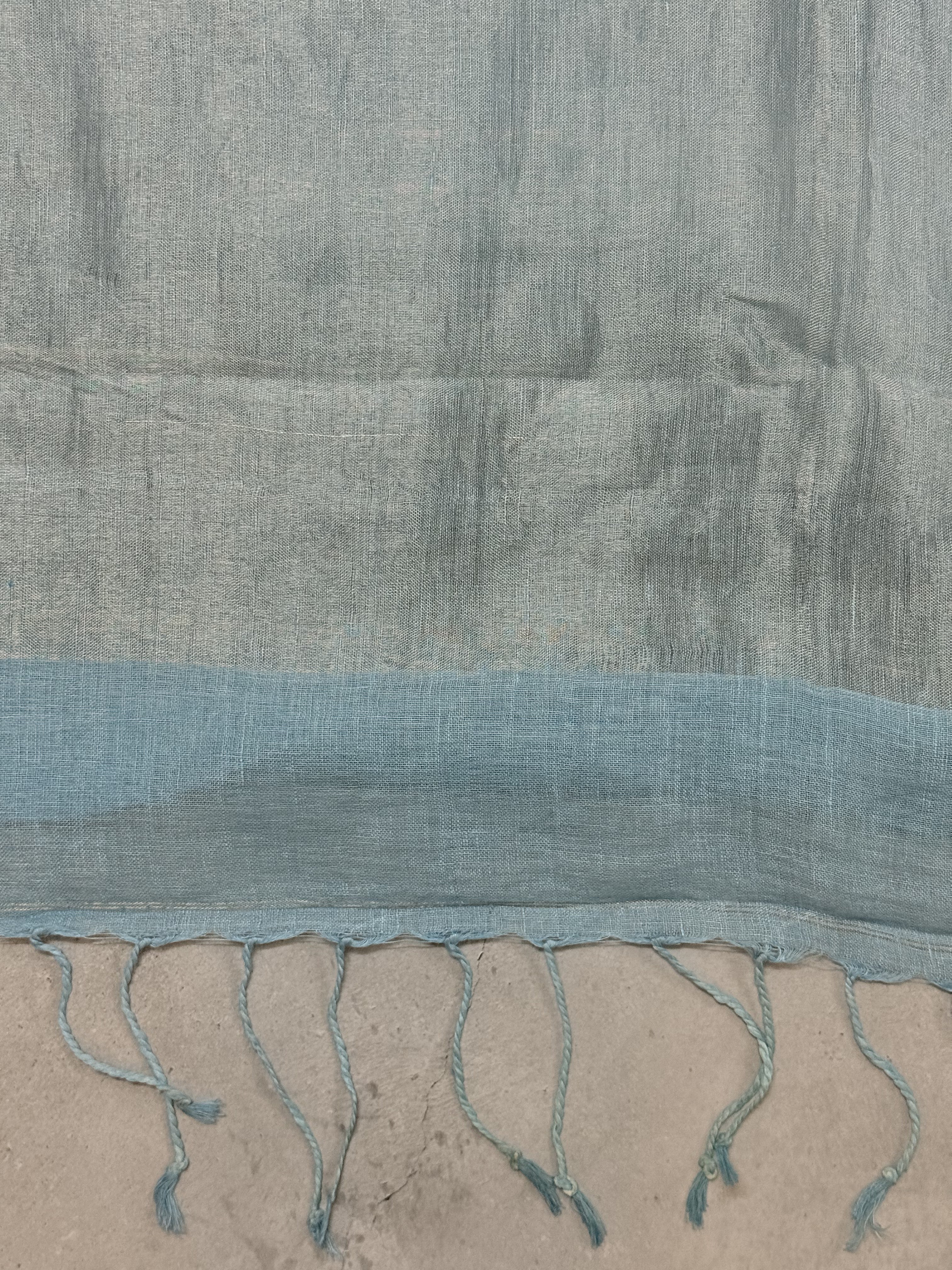 Vanini | Blue and Silver Pure Linen Saree