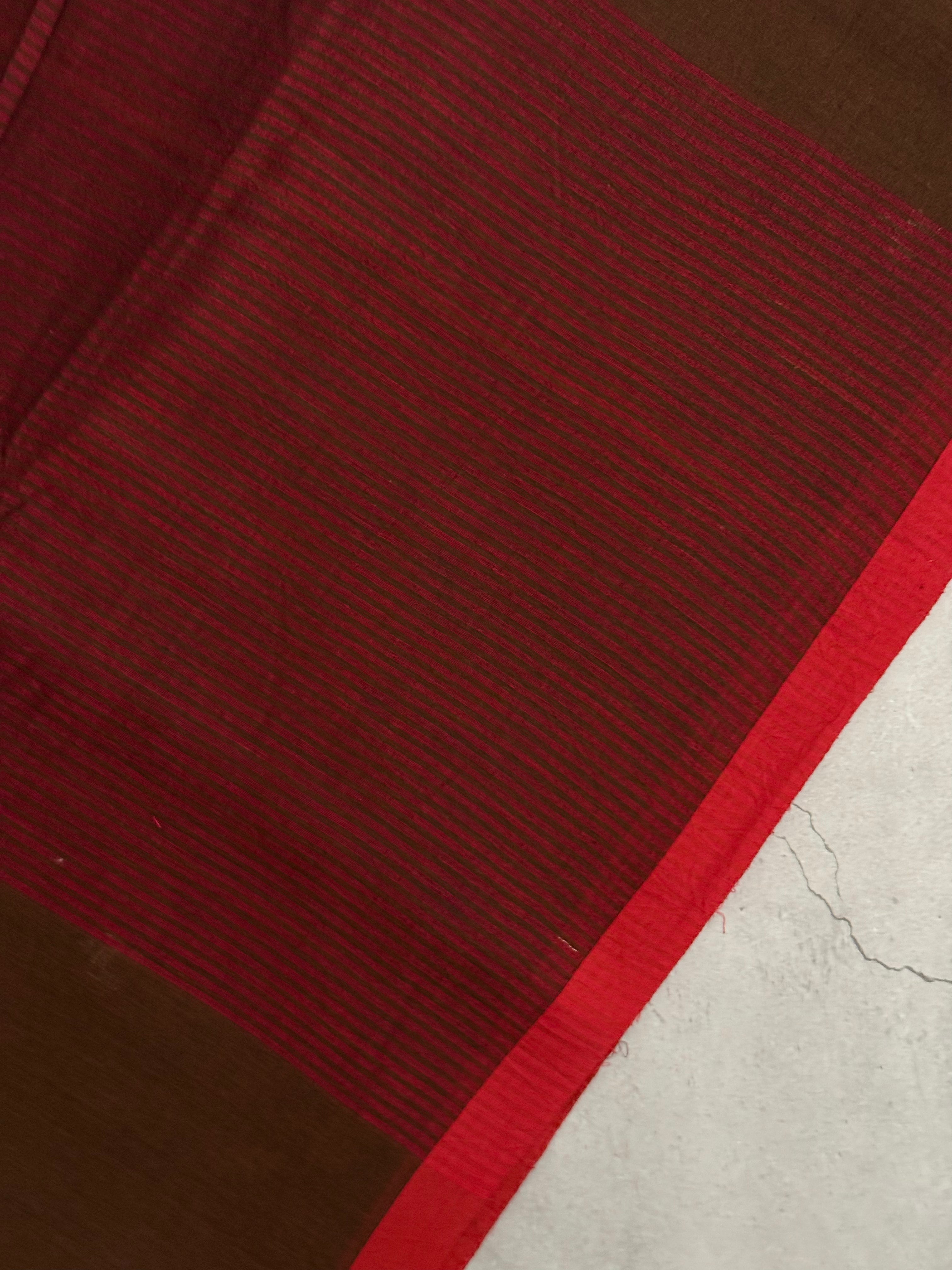 Vibha | Brown and Red Jamdani Bengal Cotton Saree