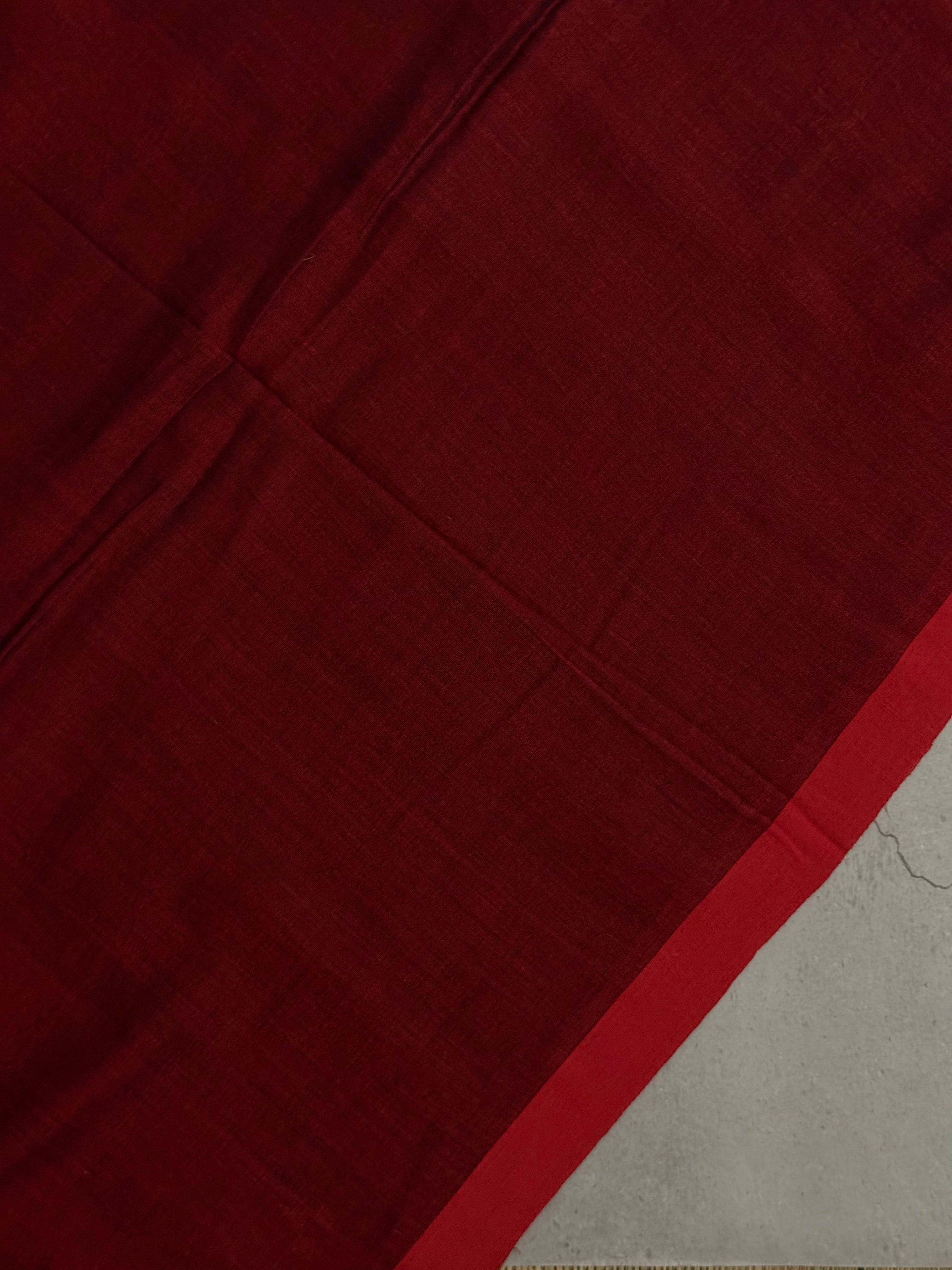 Vibha | Brown and Red Jamdani Bengal Cotton Saree