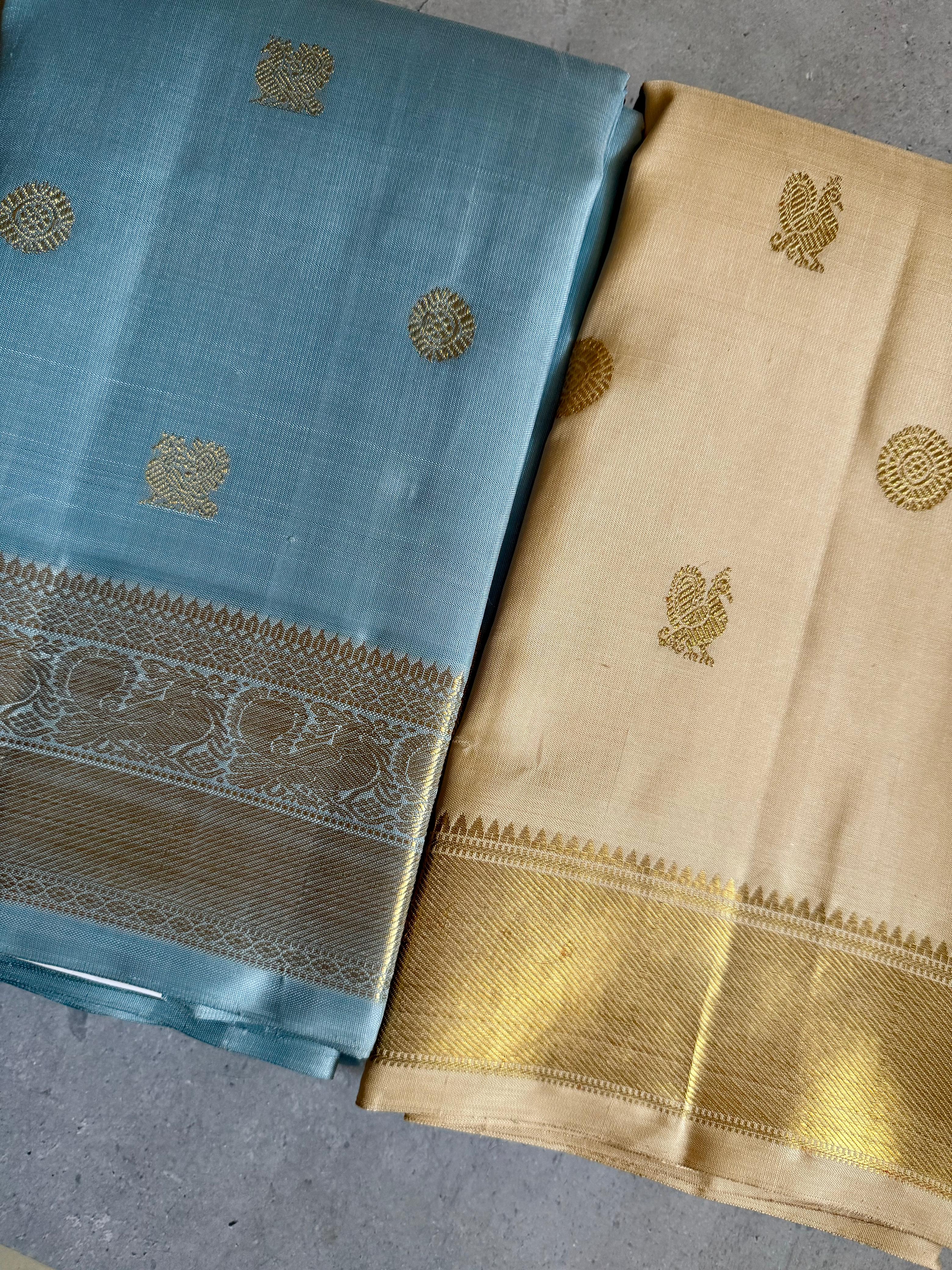 Angsana - Powder Blue and Gold Kanjivaram silk saree