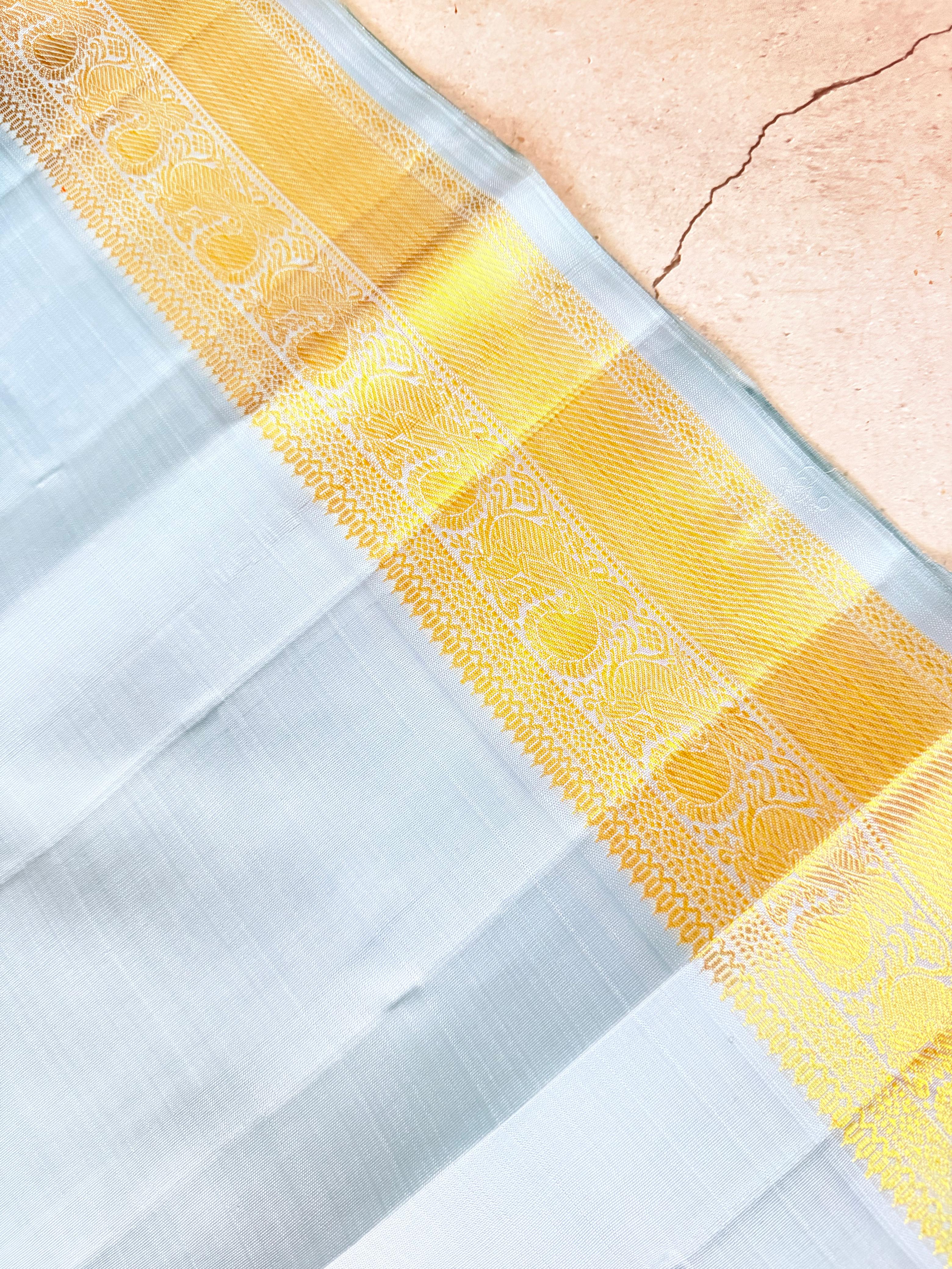 Angsana - Powder Blue and Gold Kanjivaram silk saree