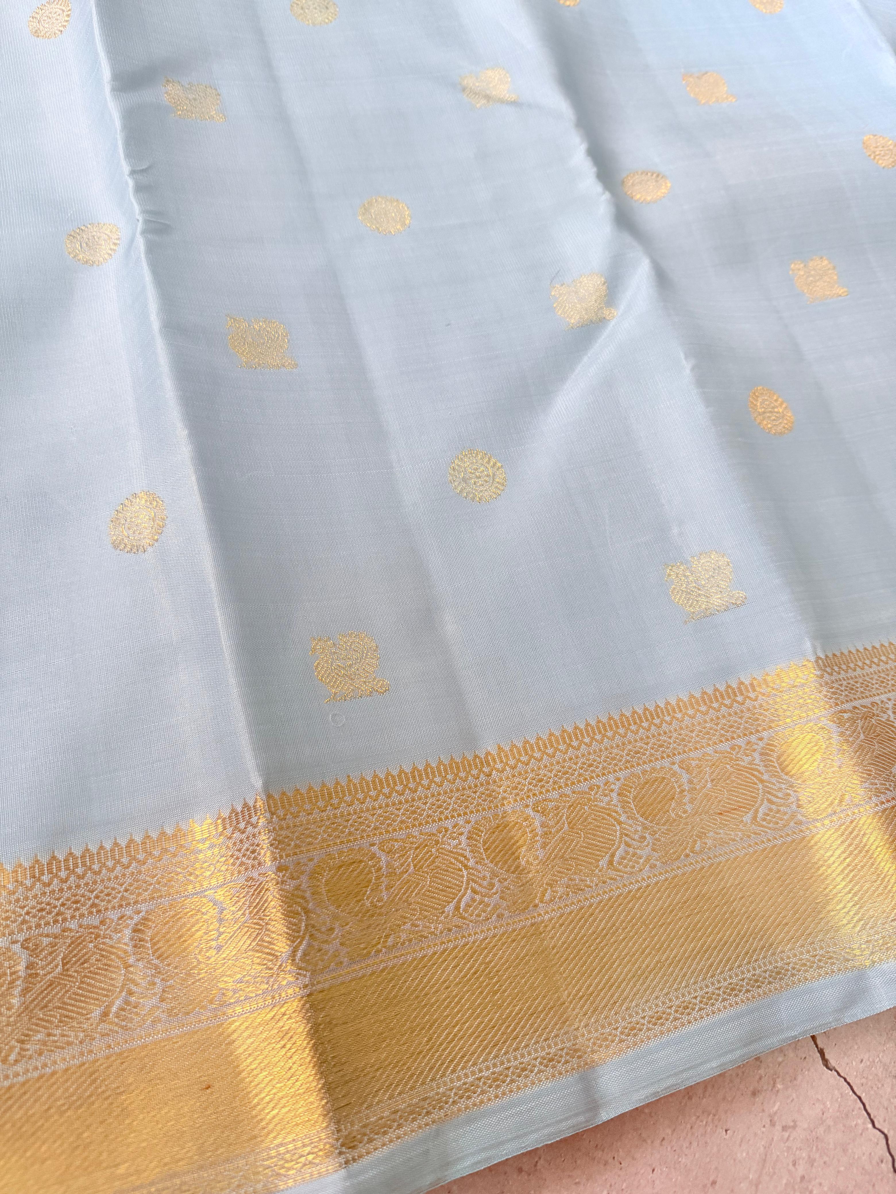 Angsana - Powder Blue and Gold Kanjivaram silk saree