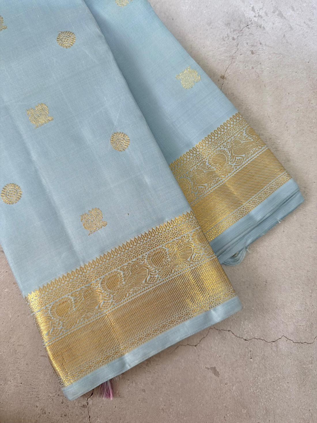 Angsana - Powder Blue and Gold Kanjivaram silk saree