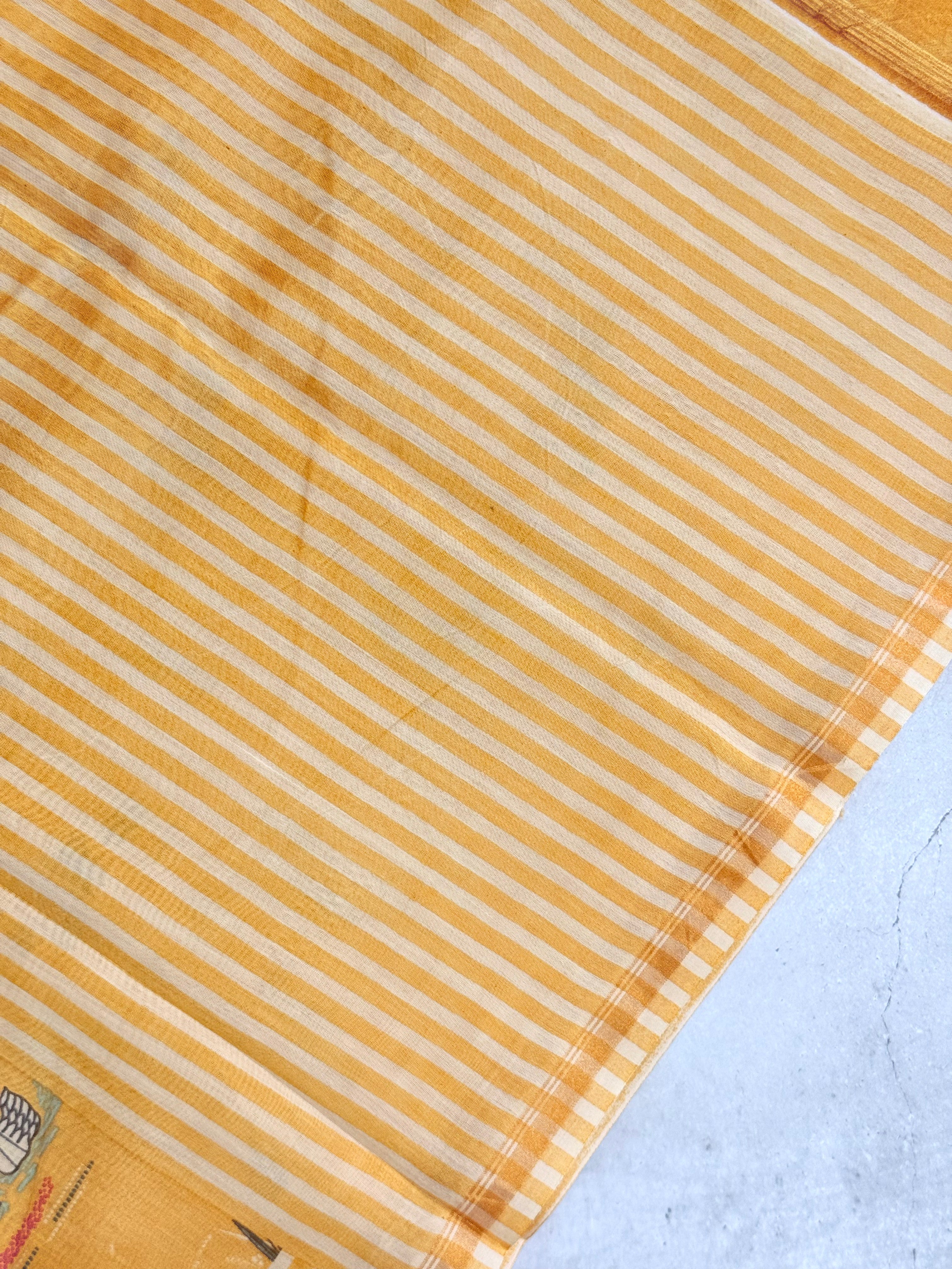 Zara | Yellow Printed Chanderi Saree