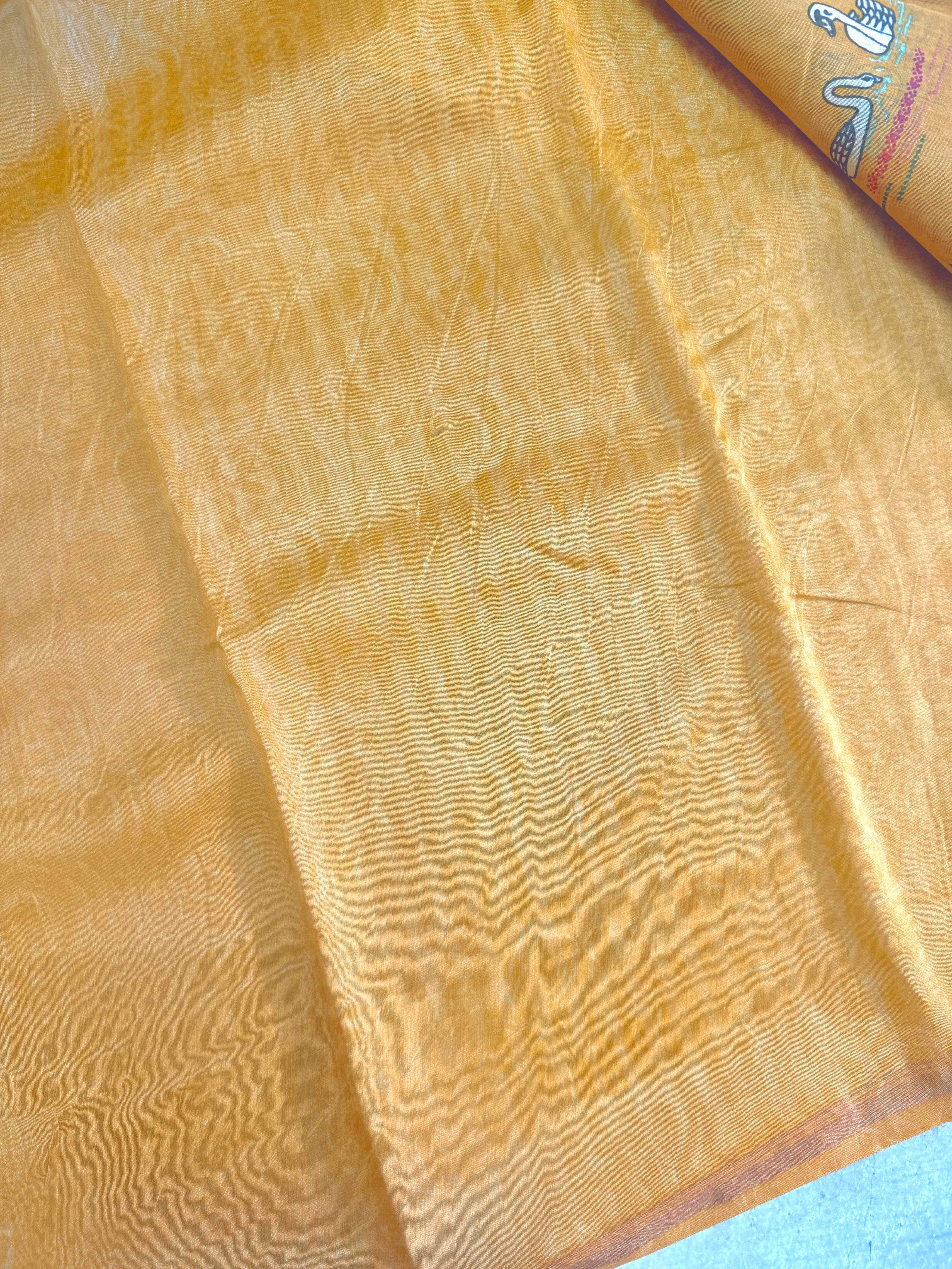 Zara | Yellow Printed Chanderi Saree