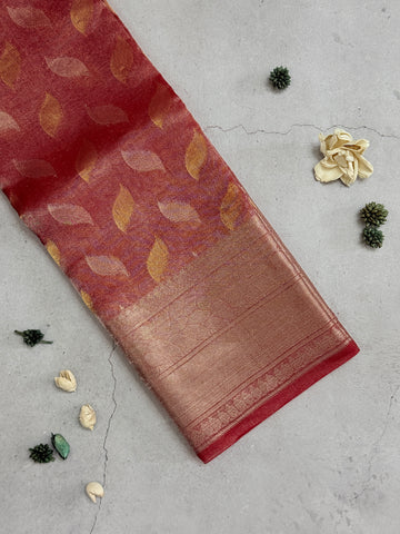 Dhathri | Red Tissue Silk Saree