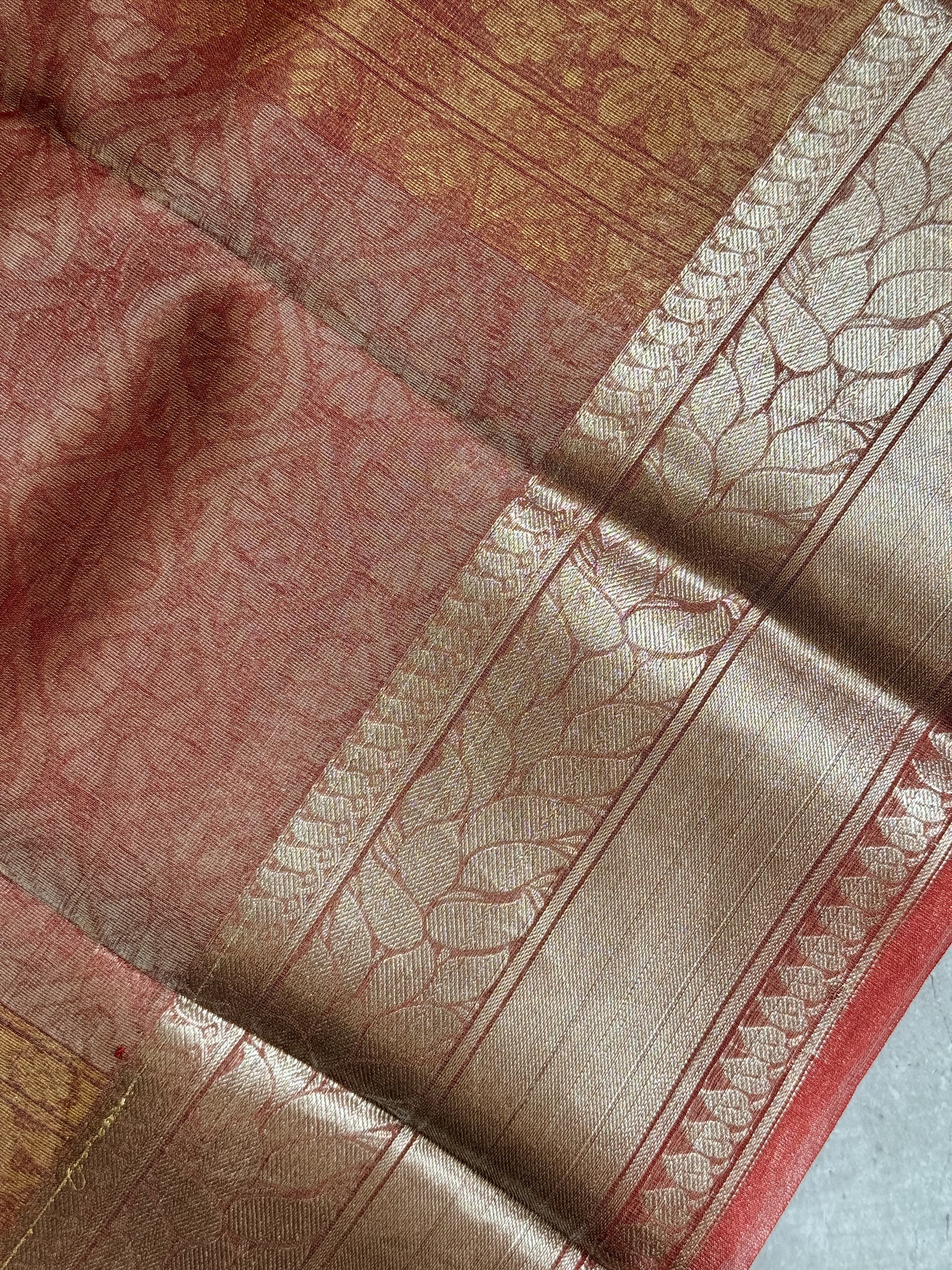 Dhathri | Red Tissue Silk Saree