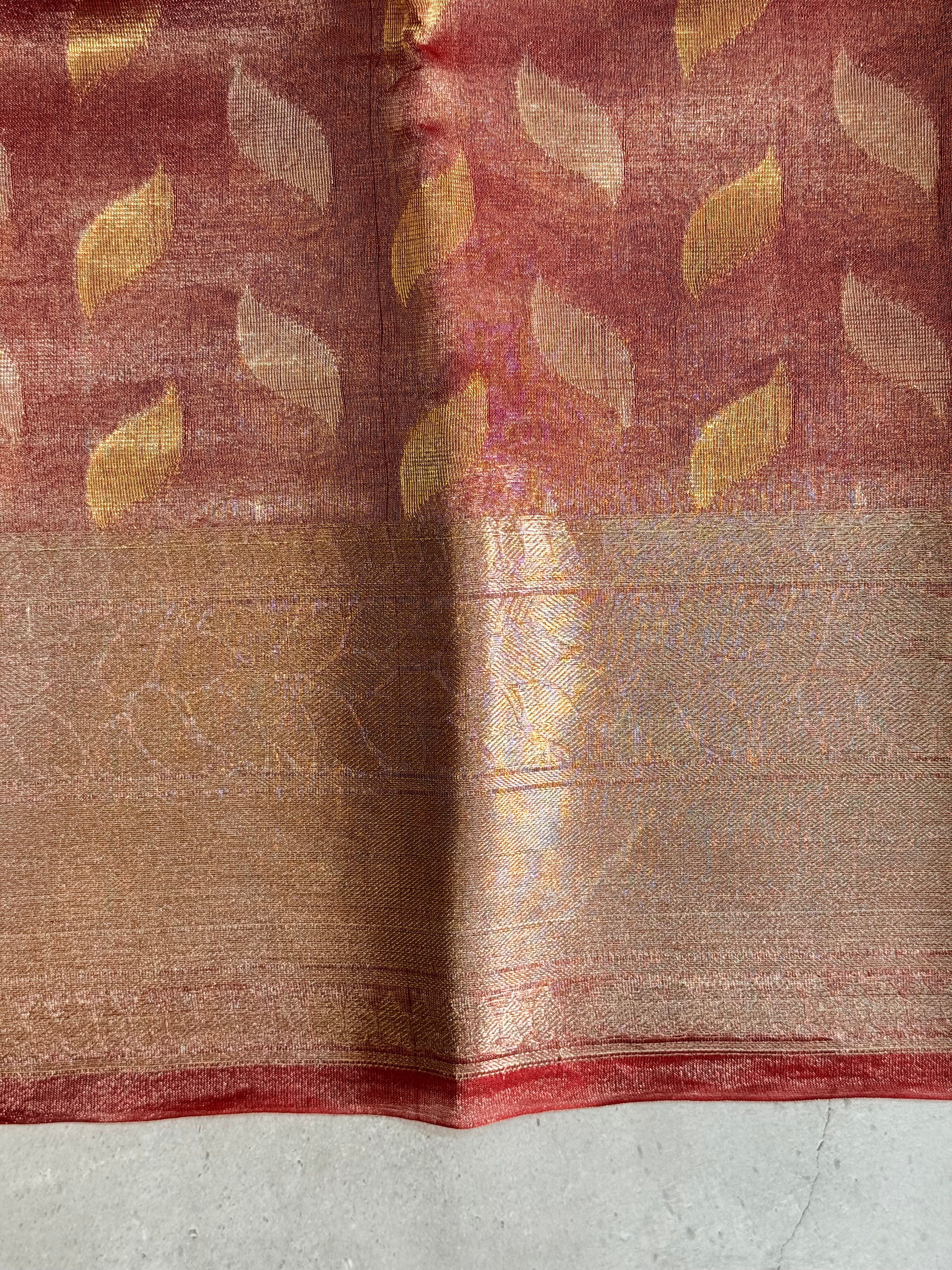Dhathri | Red Tissue Silk Saree