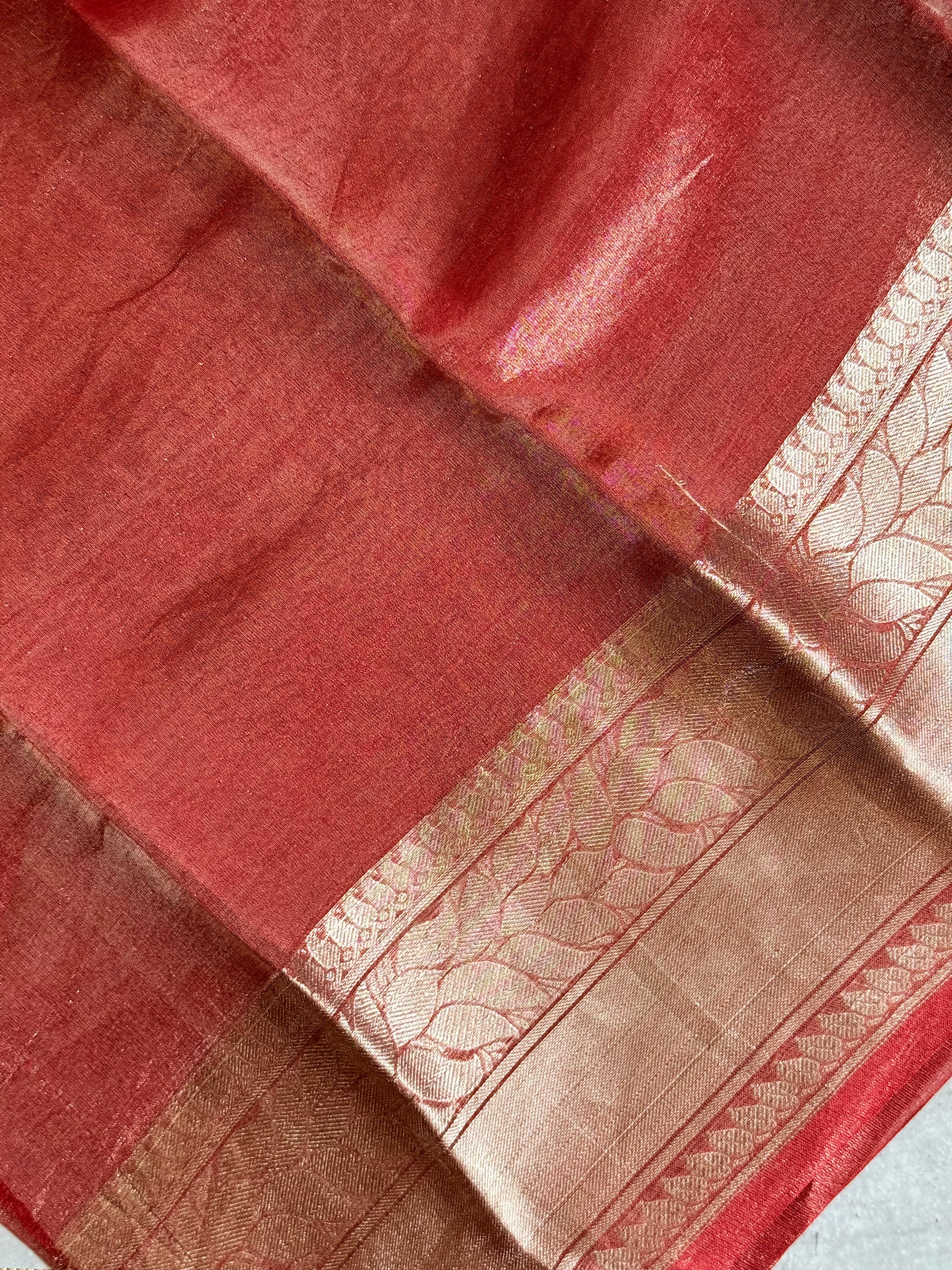 Dhathri | Red Tissue Silk Saree