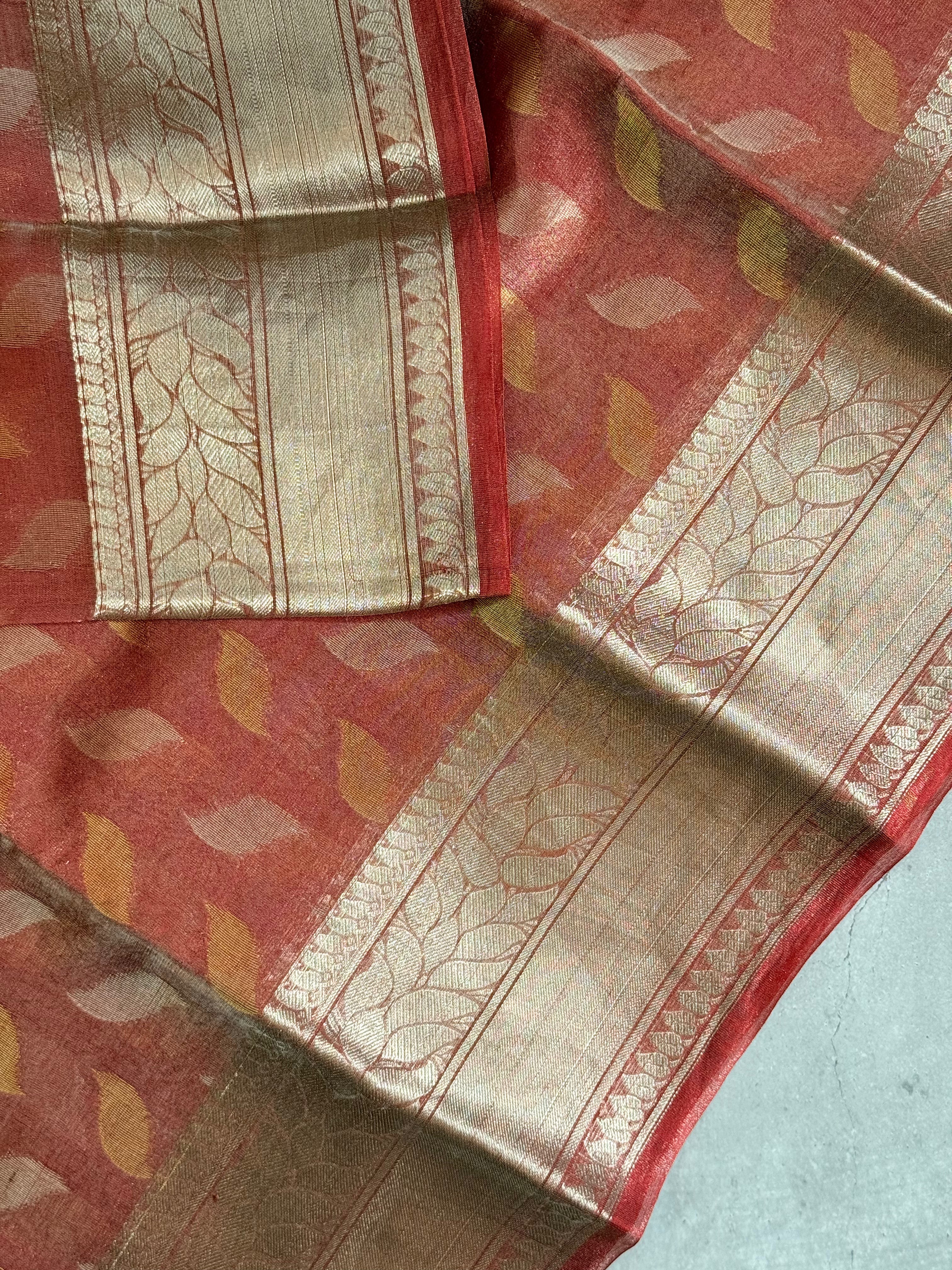Dhathri | Red Tissue Silk Saree