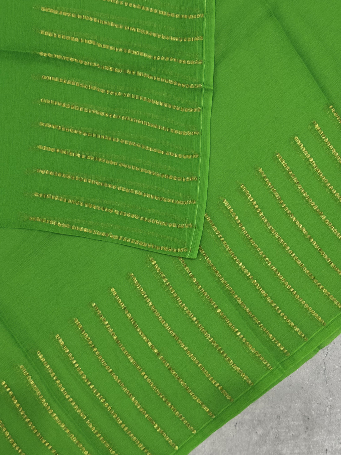 Kesha | Green and Gold Chiffon Silk Saree