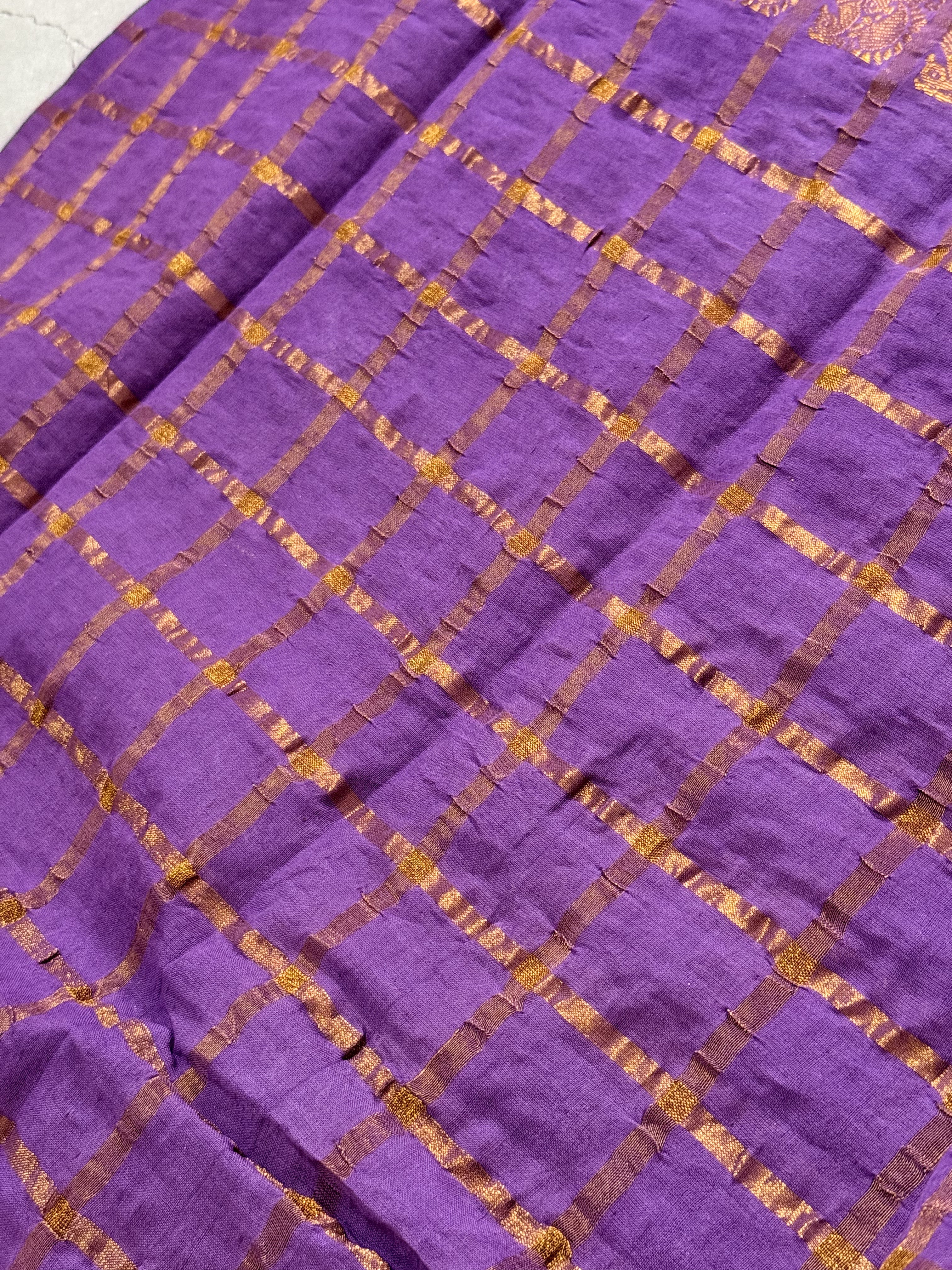 Moksha | Purple and Gold Sungudi Cotton Saree
