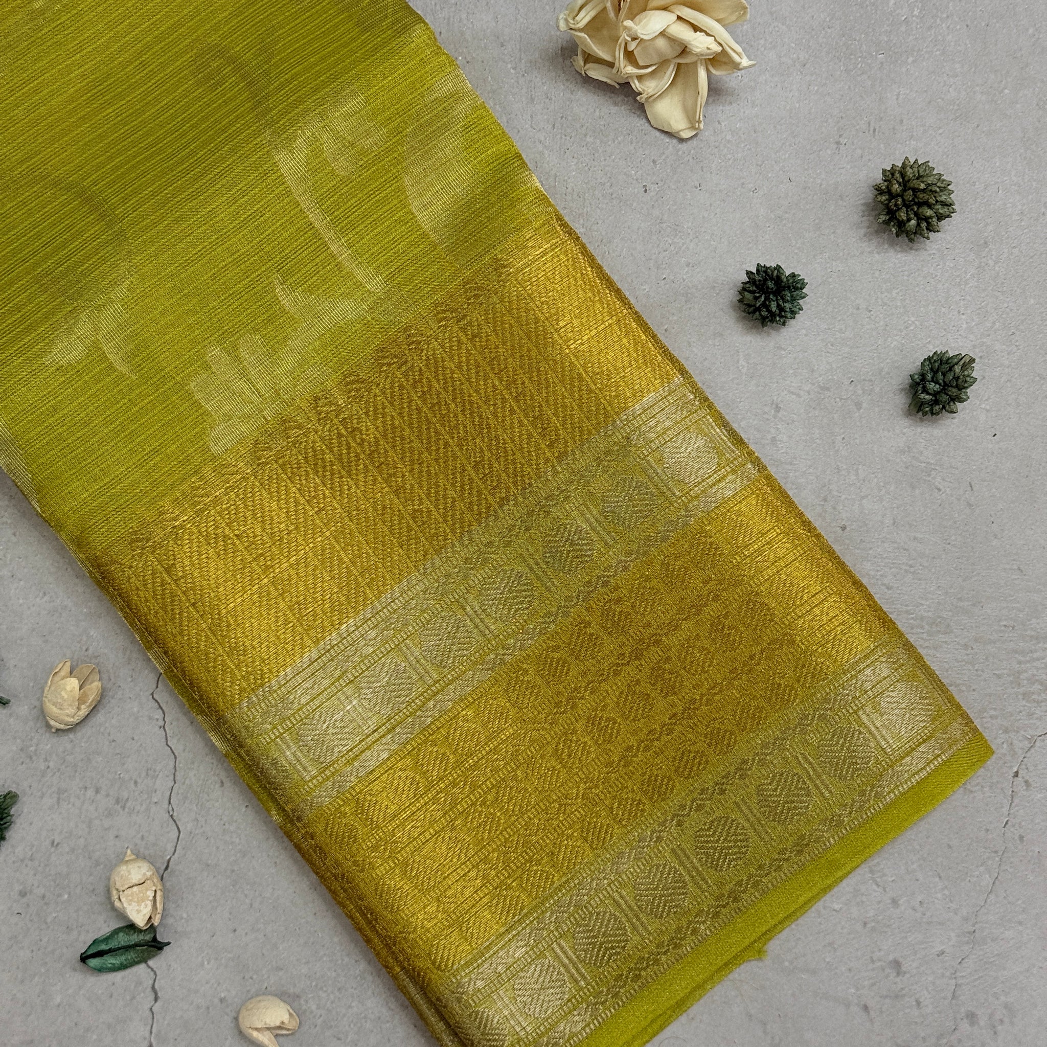 Nidhi | Green Tissue Silk Saree