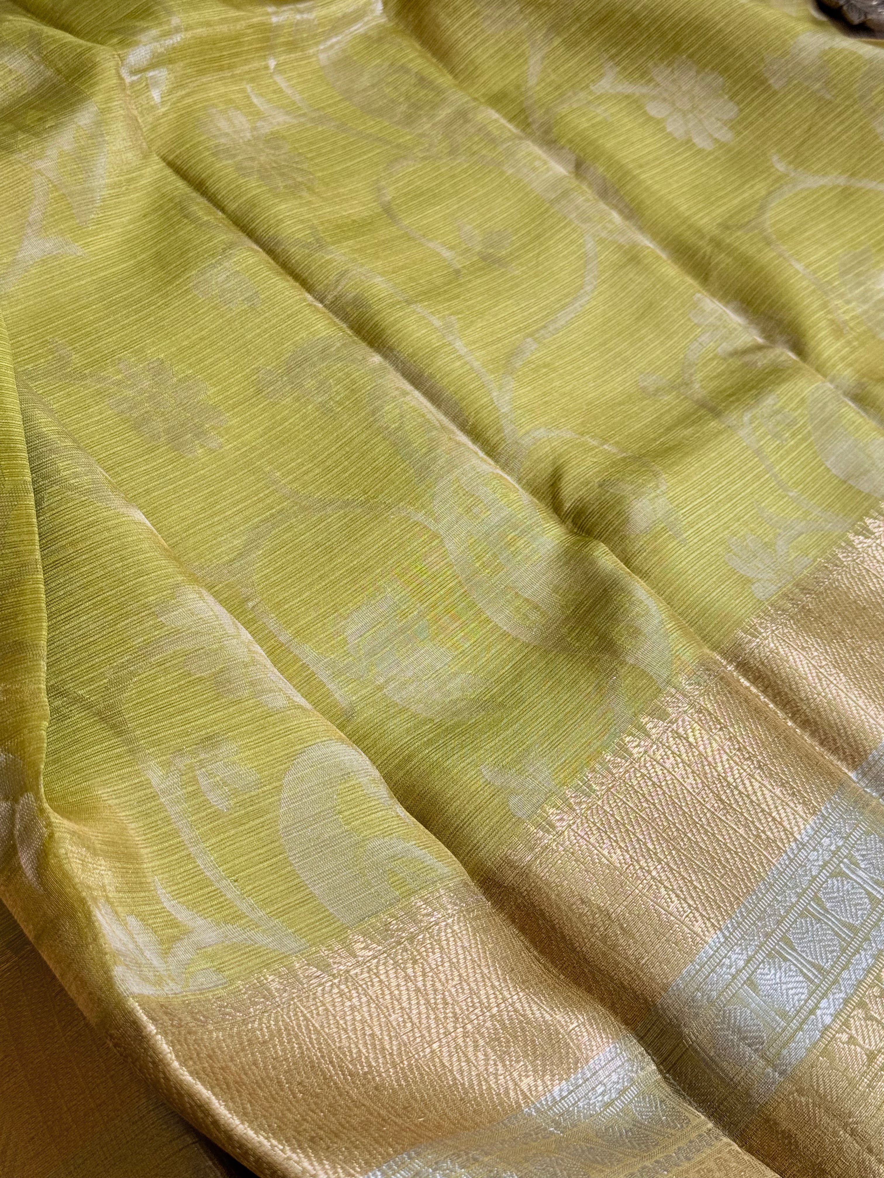 Nidhi | Green Tissue Silk Saree