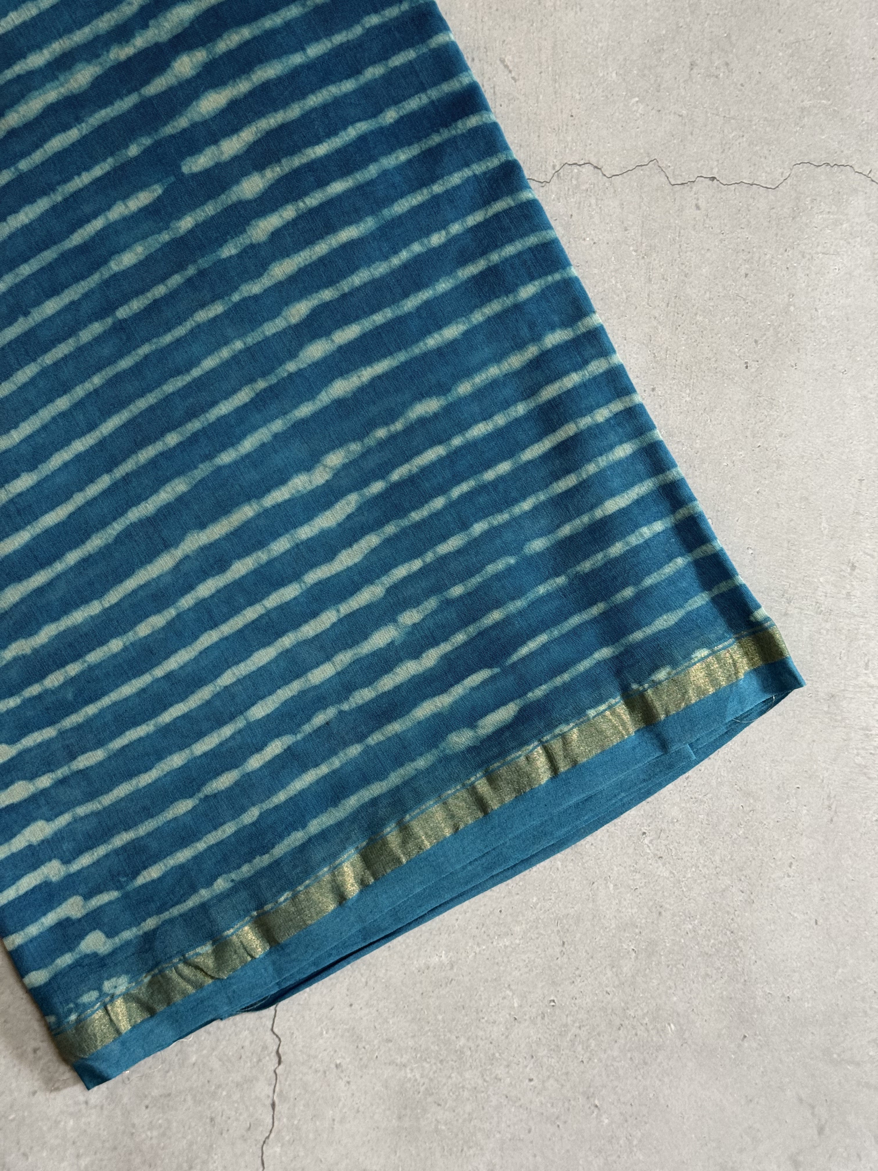 Pranavi | Blue and White Block Printed Chanderi Saree