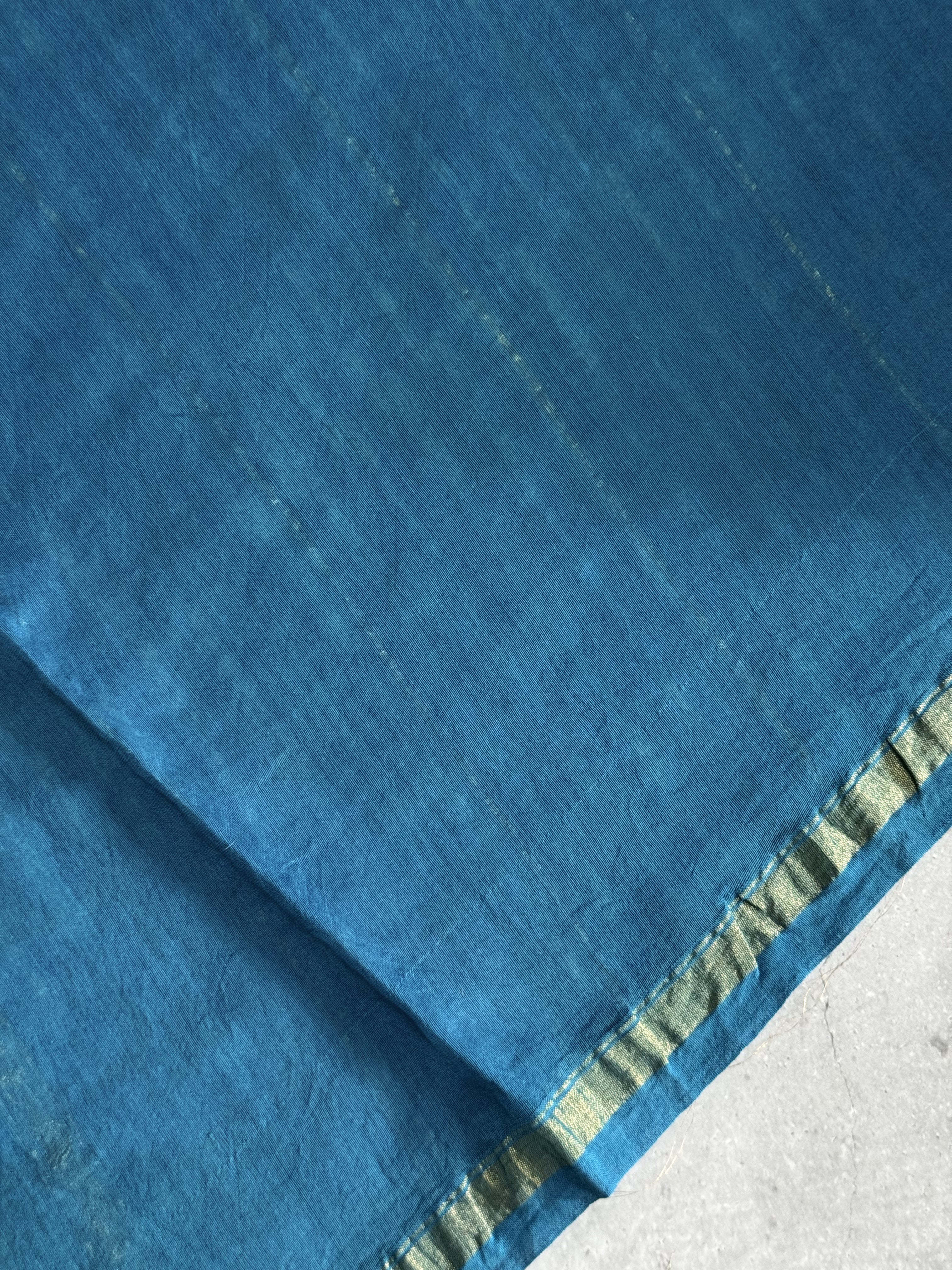 Pranavi | Blue and White Block Printed Chanderi Saree