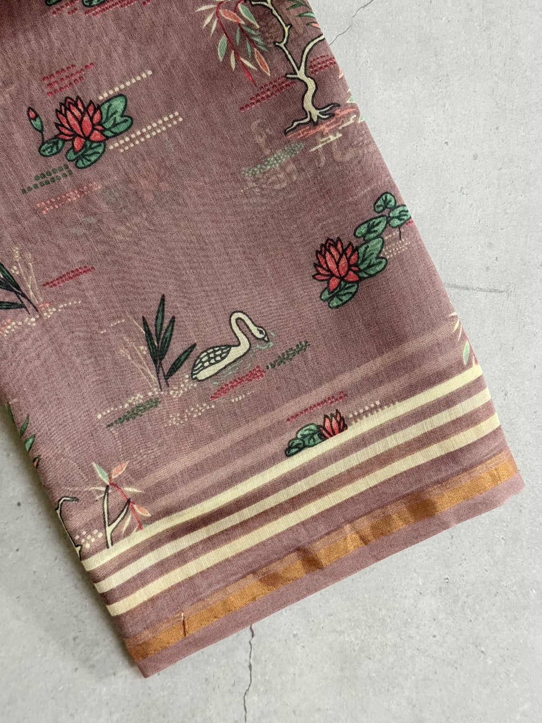 Prisha | Onion Pink Printed Chanderi Saree
