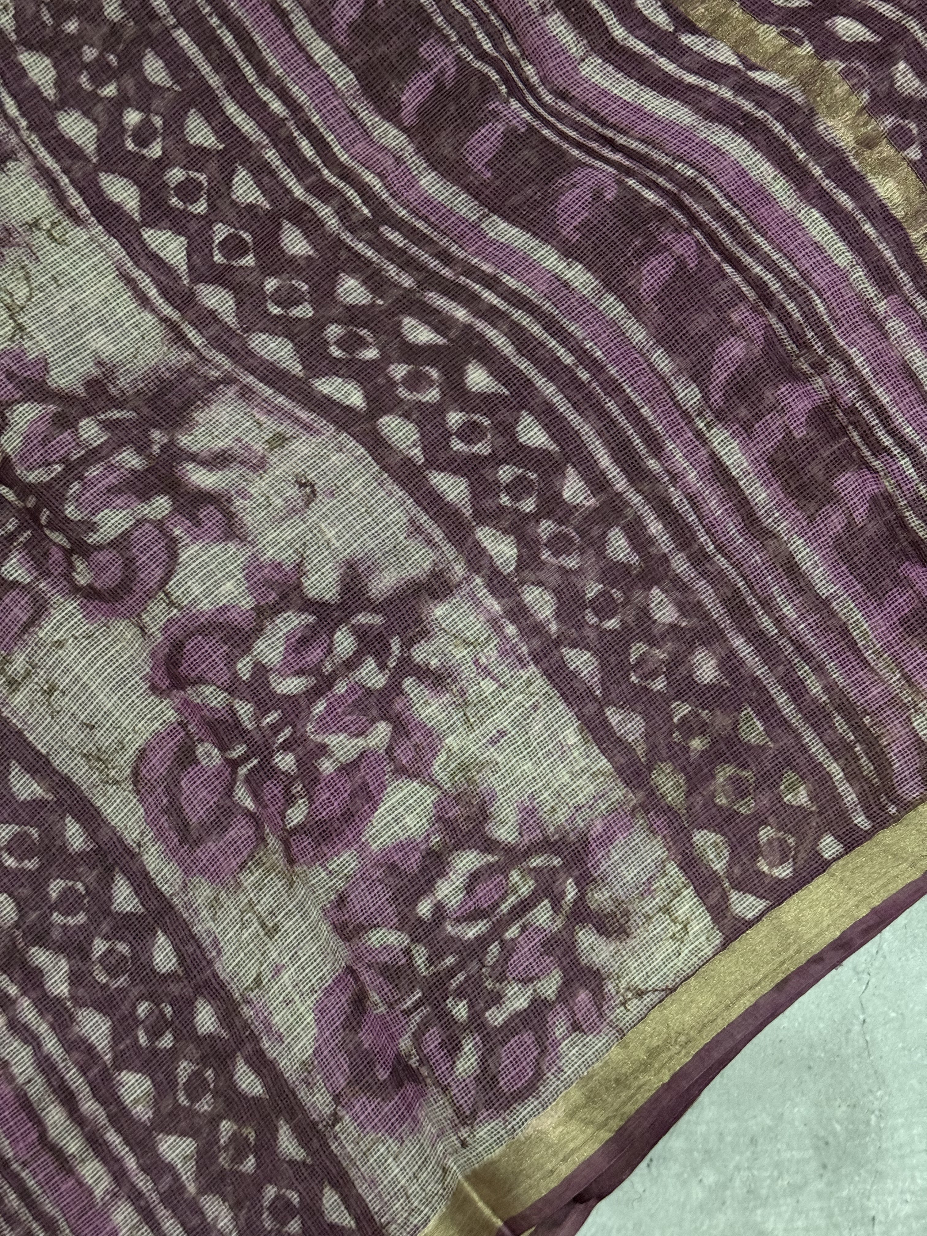 Rashi | Wine Hand Block Printed Kota Silk Saree