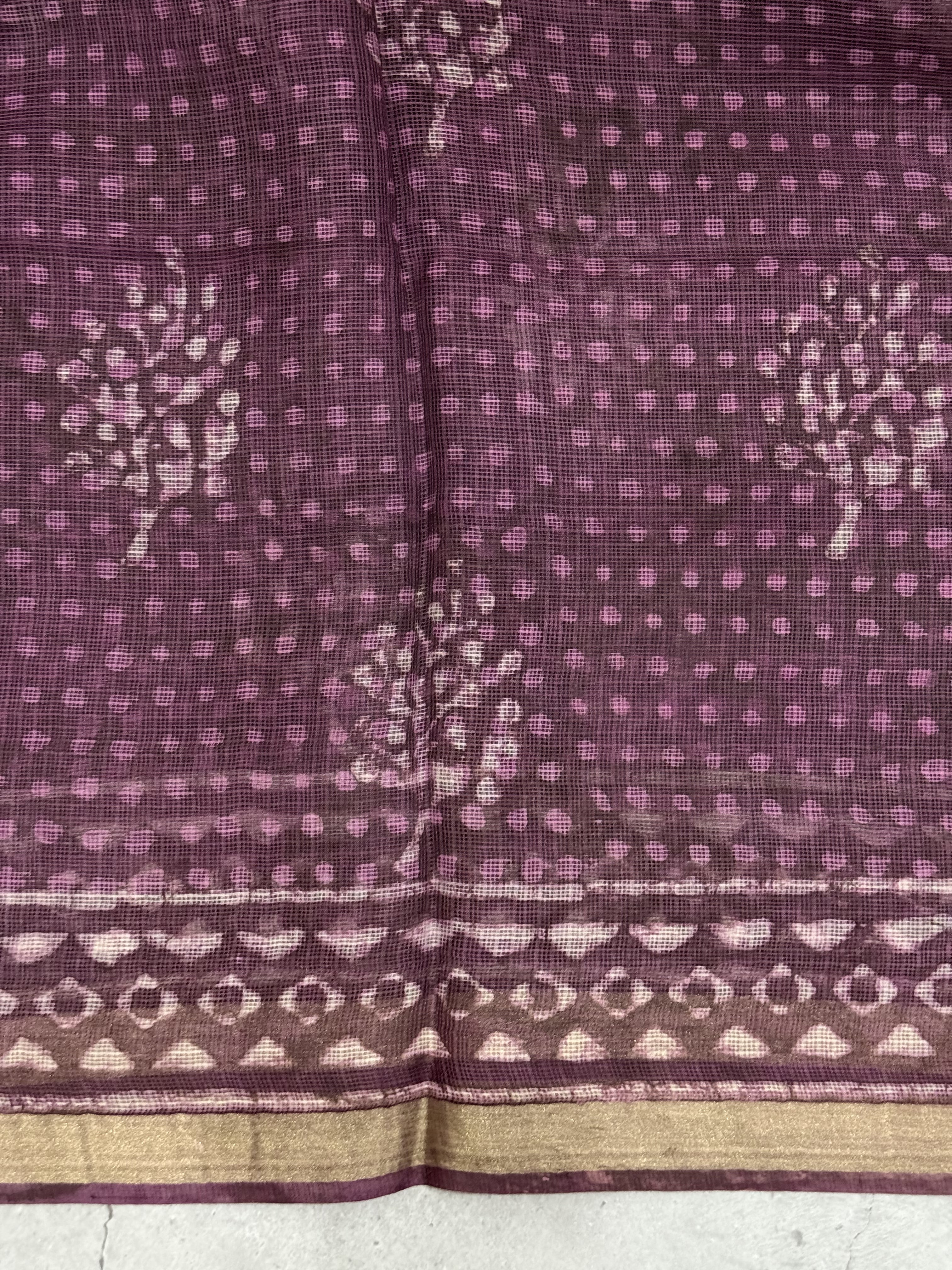 Rashi | Wine Hand Block Printed Kota Silk Saree
