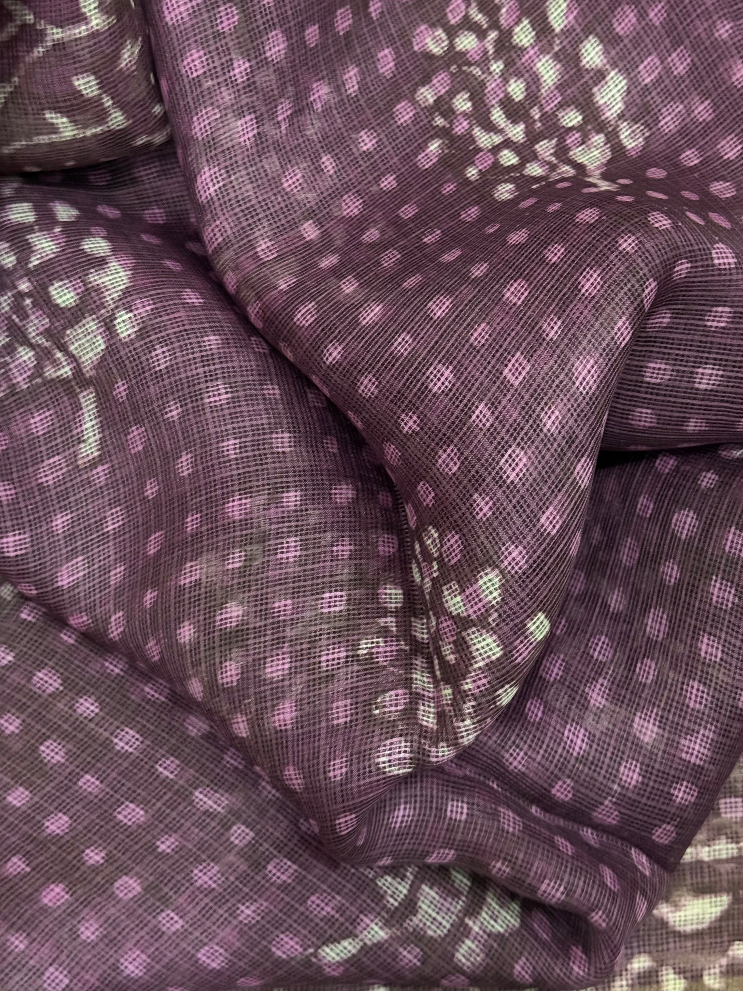 Rashi | Wine Hand Block Printed Kota Silk Saree