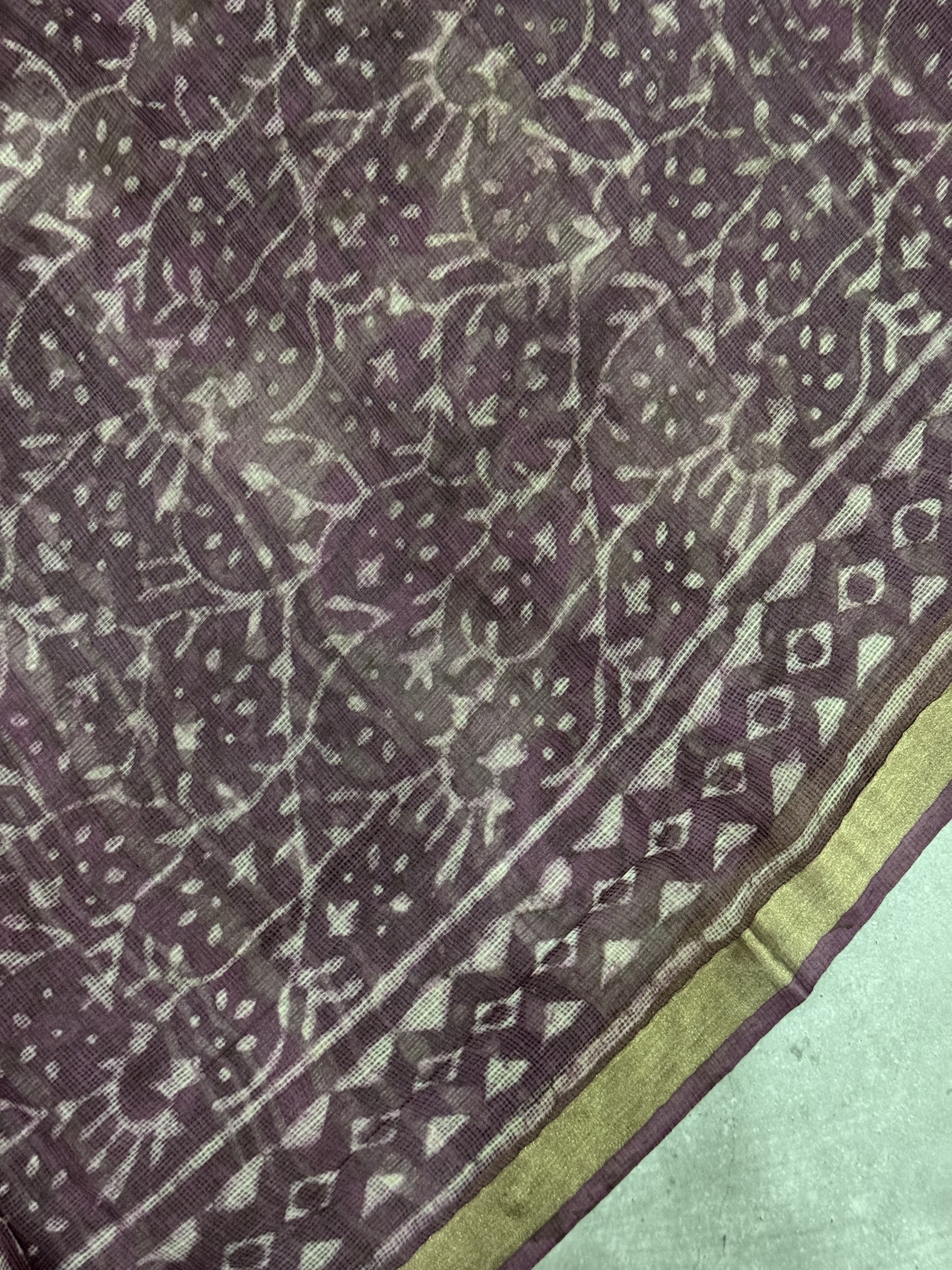 Rashi | Wine Hand Block Printed Kota Silk Saree