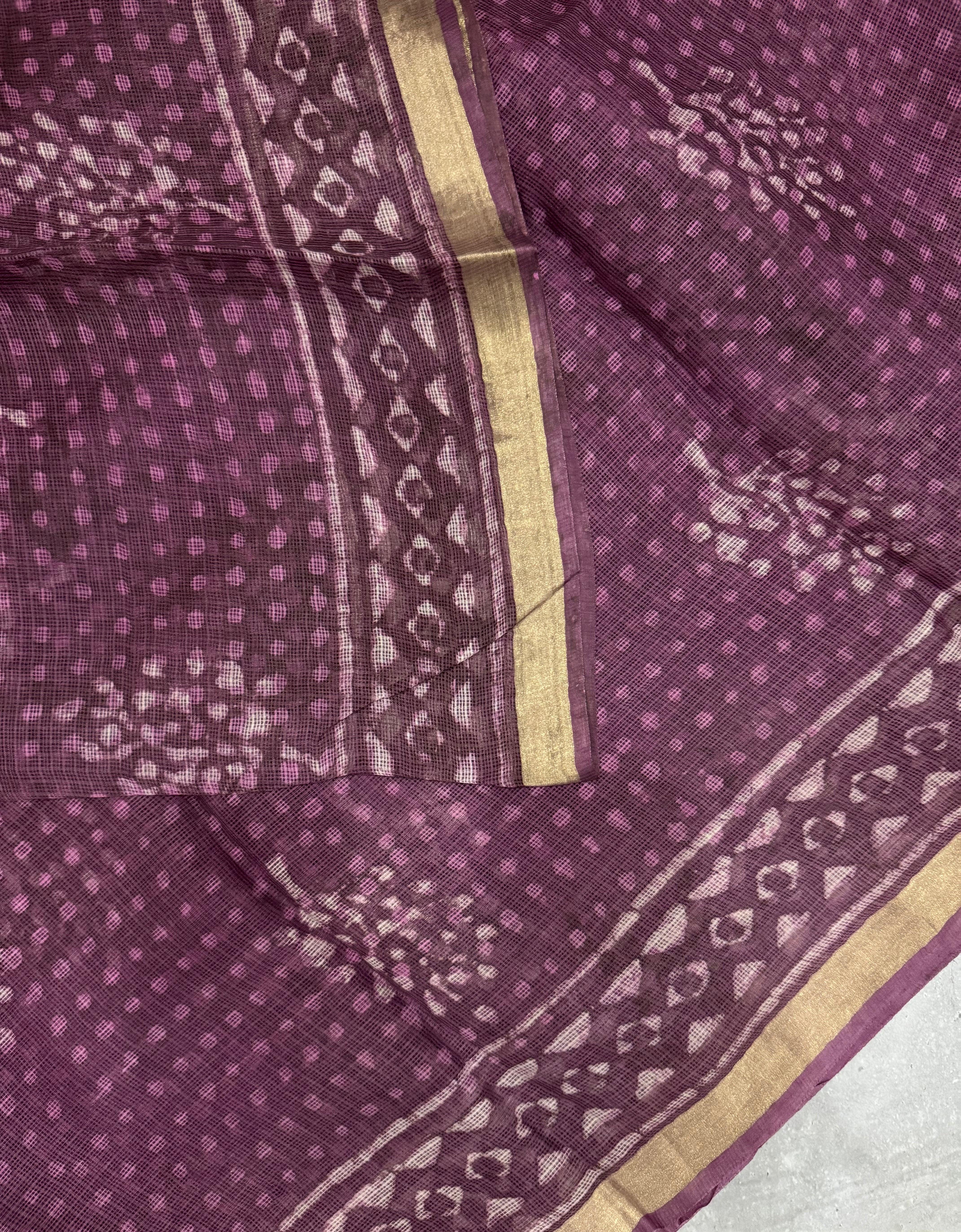 Rashi | Wine Hand Block Printed Kota Silk Saree