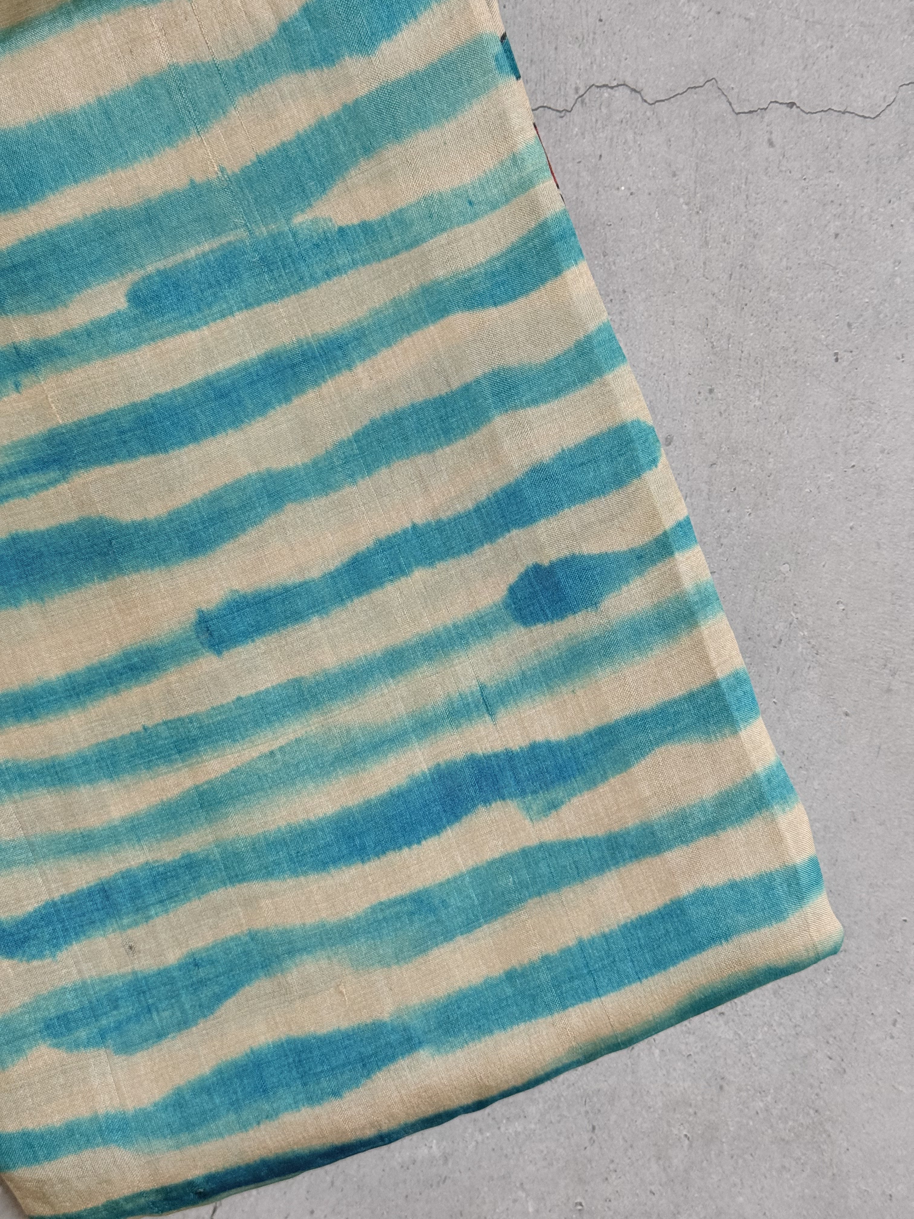 Rhea | Blue and White Hand Painted Tussar Silk Saree