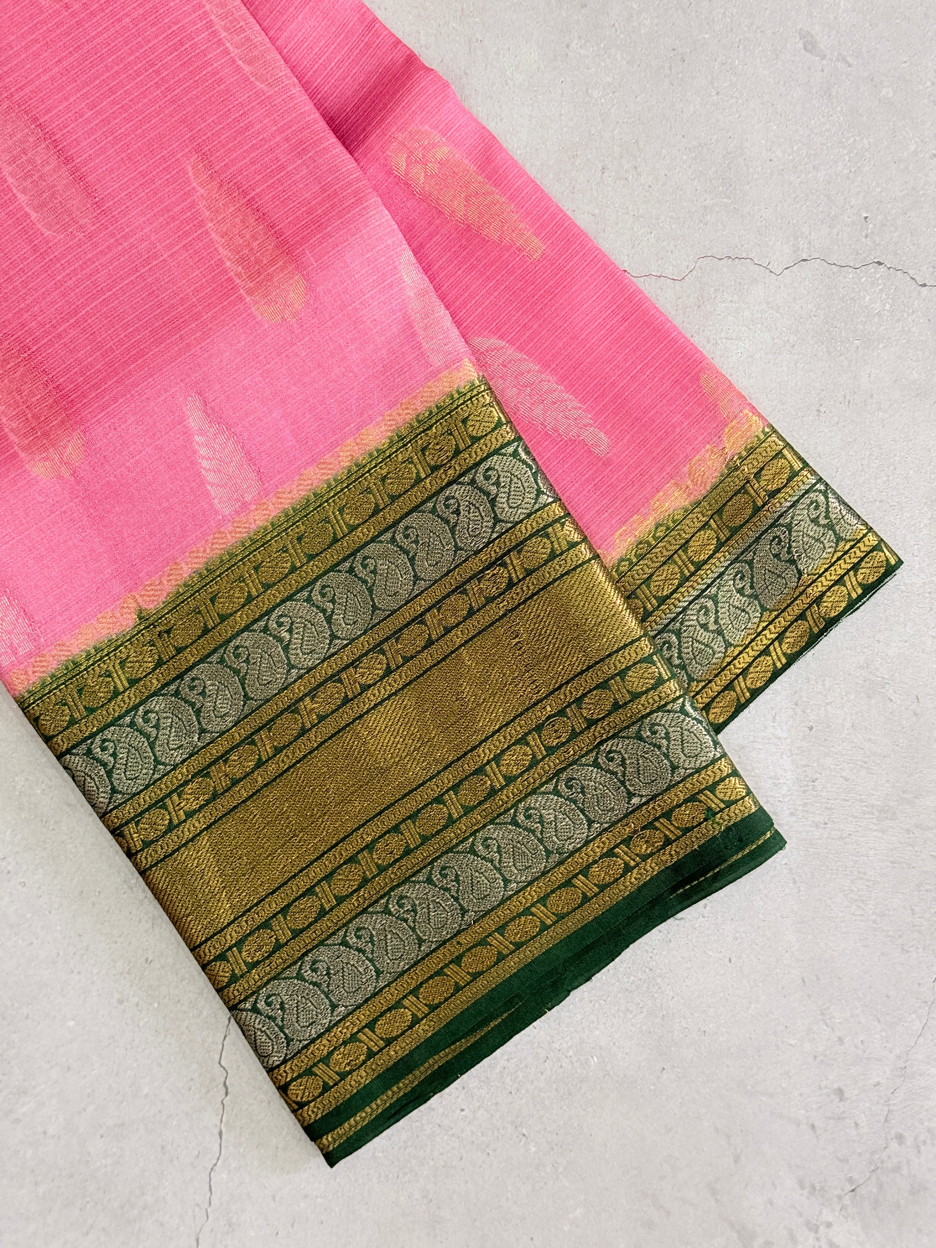 Sagari | Green and Majenta Pink Kota Silk Saree
