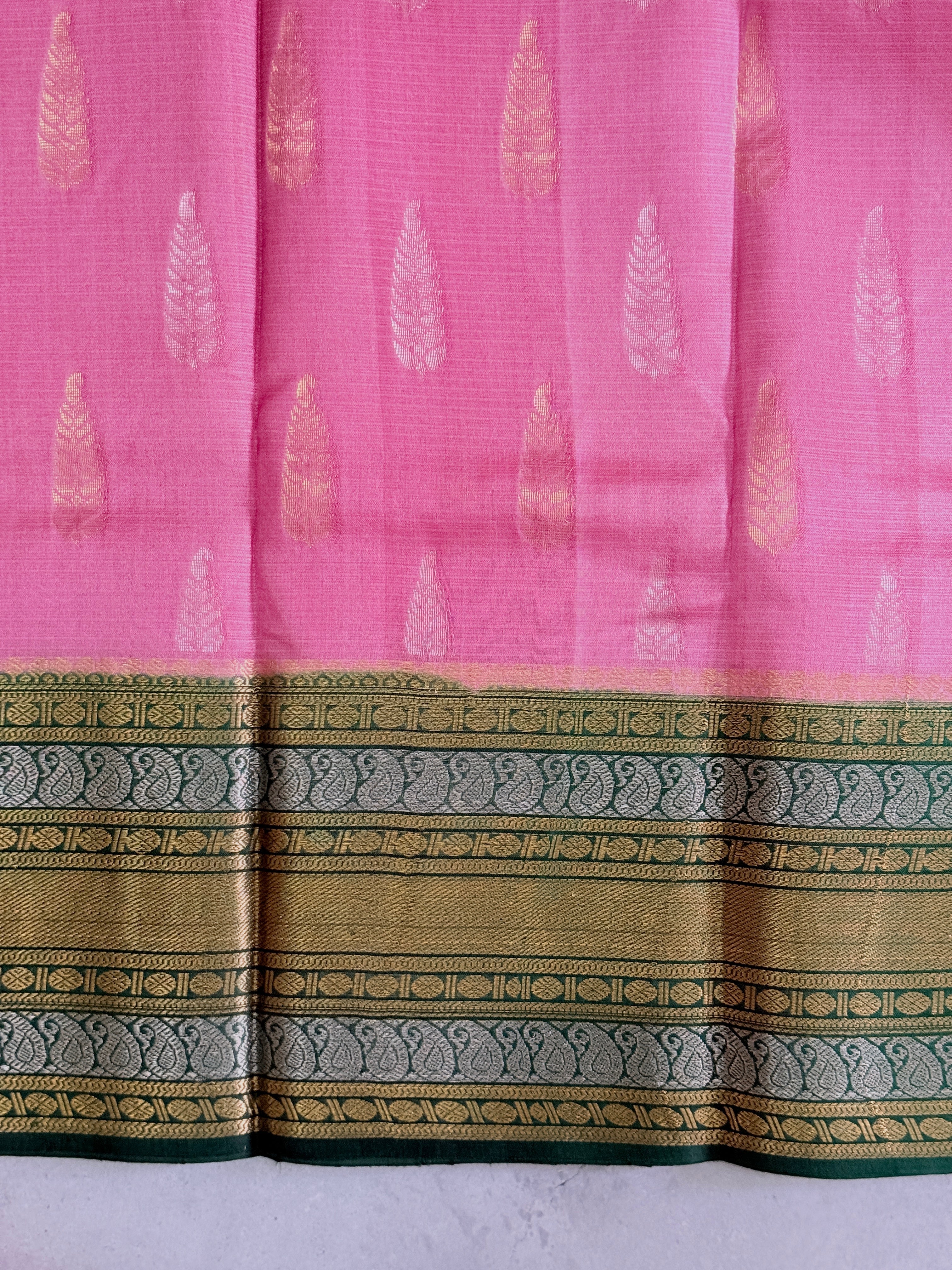Sagari | Green and Majenta Pink Kota Silk Saree