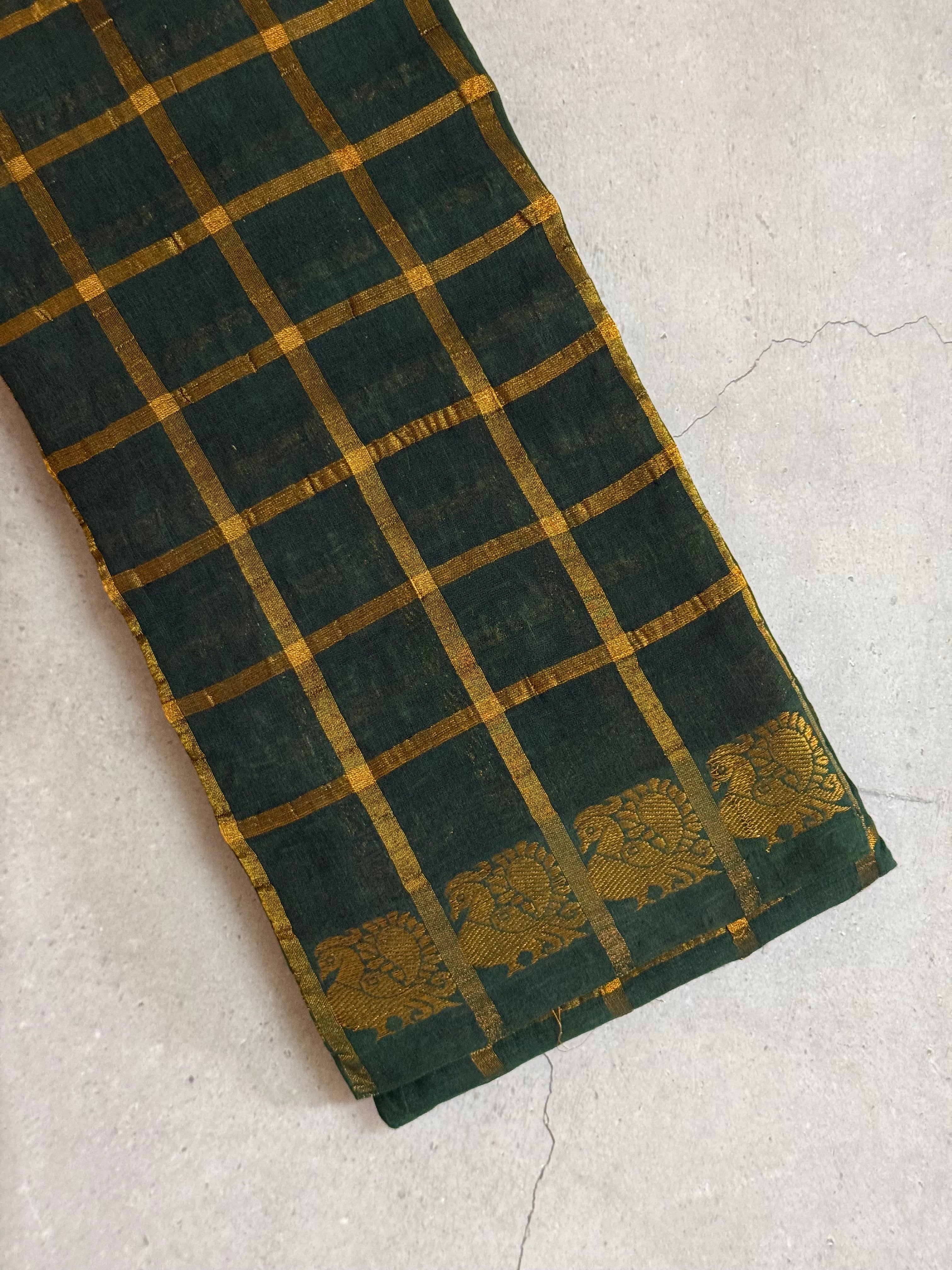 Vruksha | Green and Gold Sungudi Cotton Saree