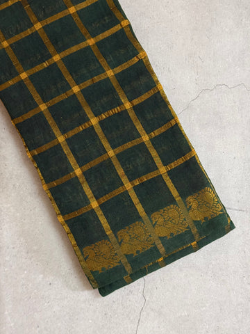 Vruksha | Green and Gold Sungudi Cotton Saree