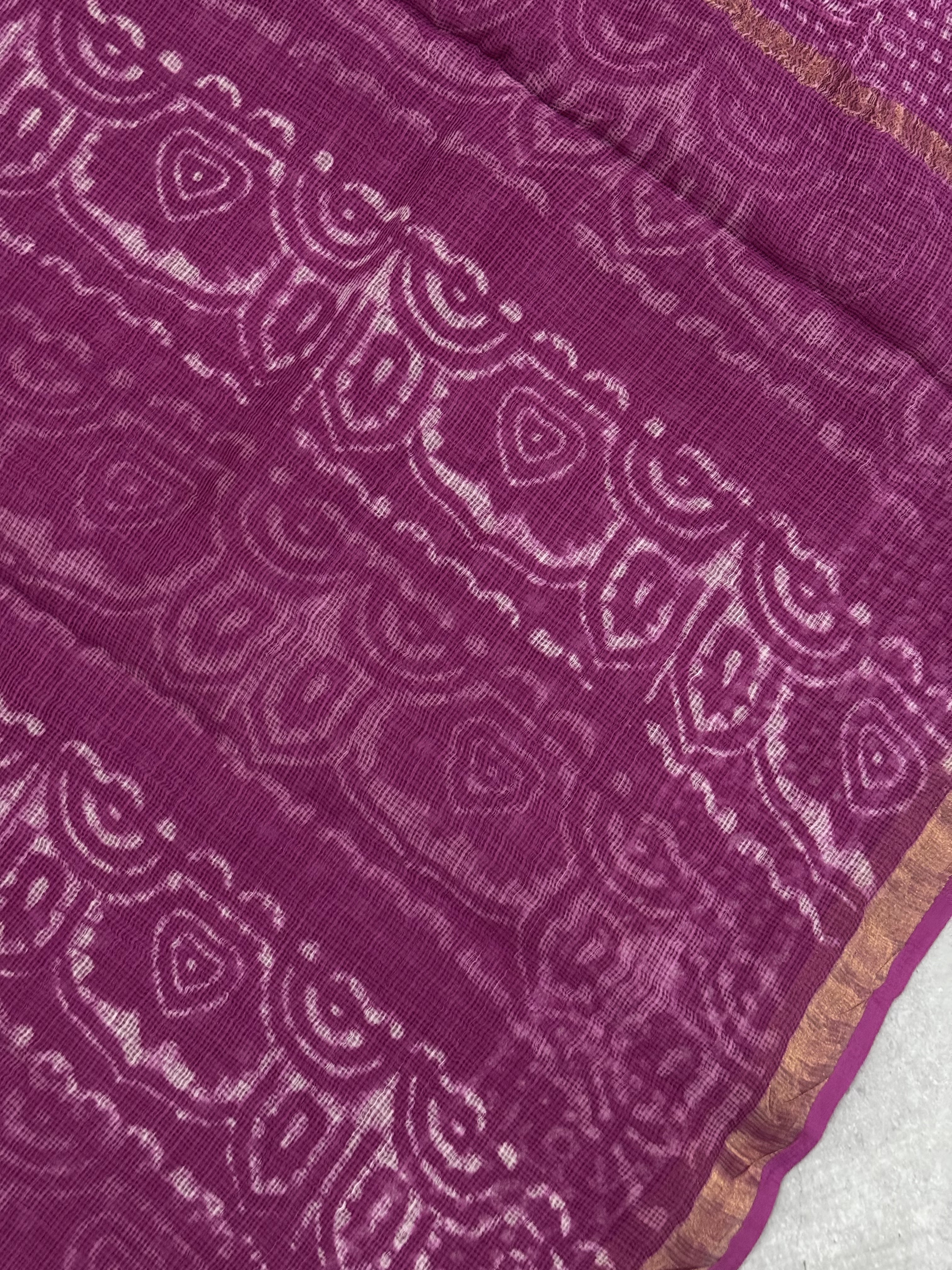 Yamuna | Pink Block Printed Kota Saree