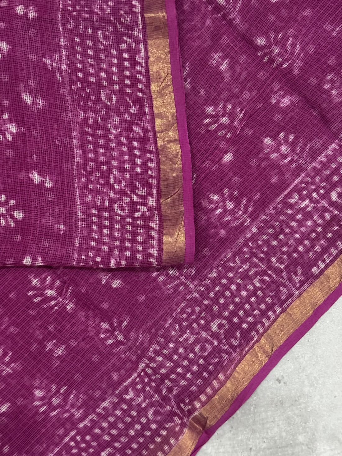 Yamuna | Pink Block Printed Kota Saree