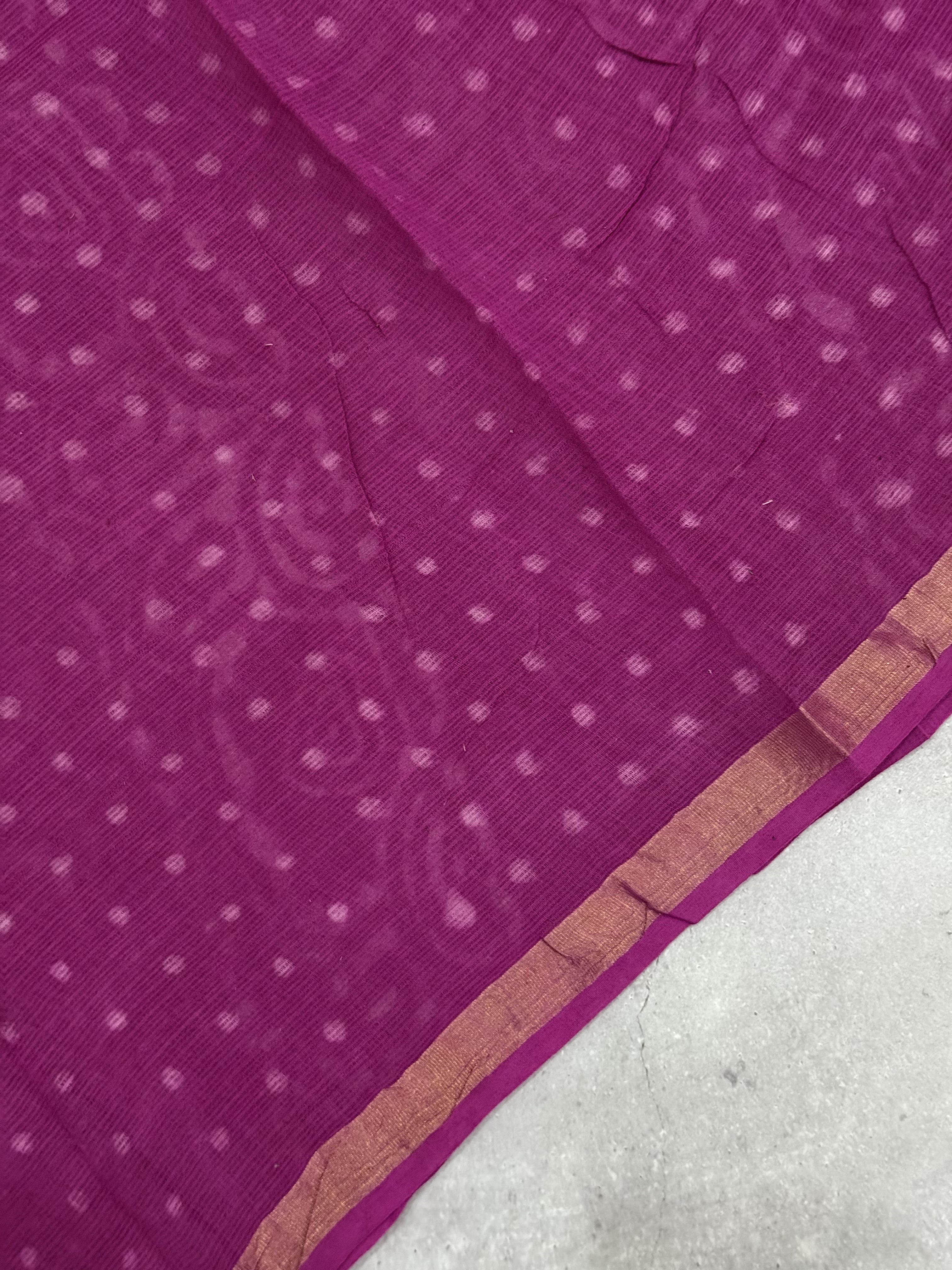 Yamuna | Pink Block Printed Kota Saree